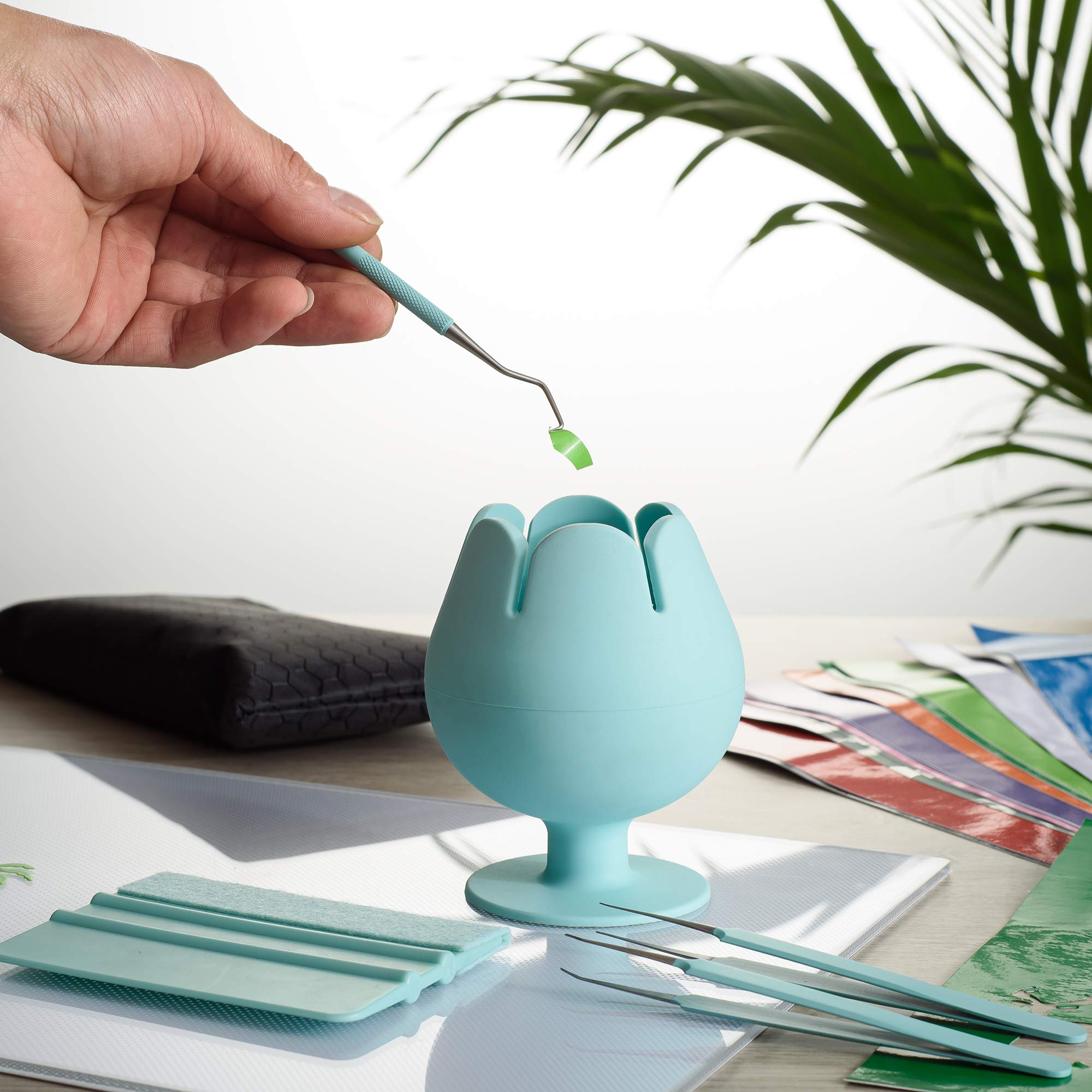 Suctioned Vinyl Weeding Scrap Collector, Wine Cup Shaped Organizer for Cricut Tools and Accessories (Mint Green)