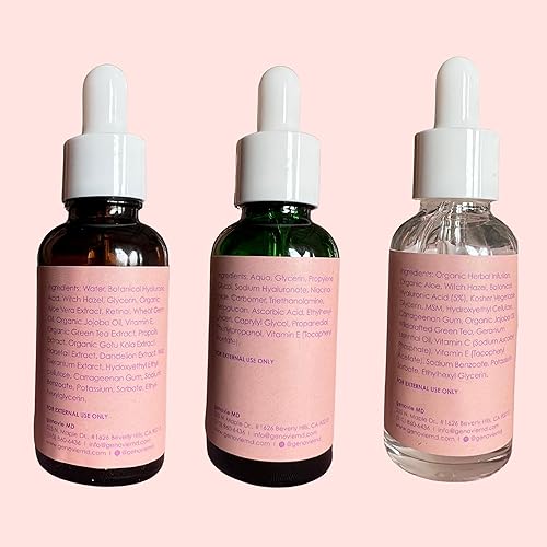 Miniatura 6 de Genovie MD Skin Renewal Serum Set para rostro con suero de vitamina C, suero hialurónico y suero de retinol, sueros faciales para reafirmar e