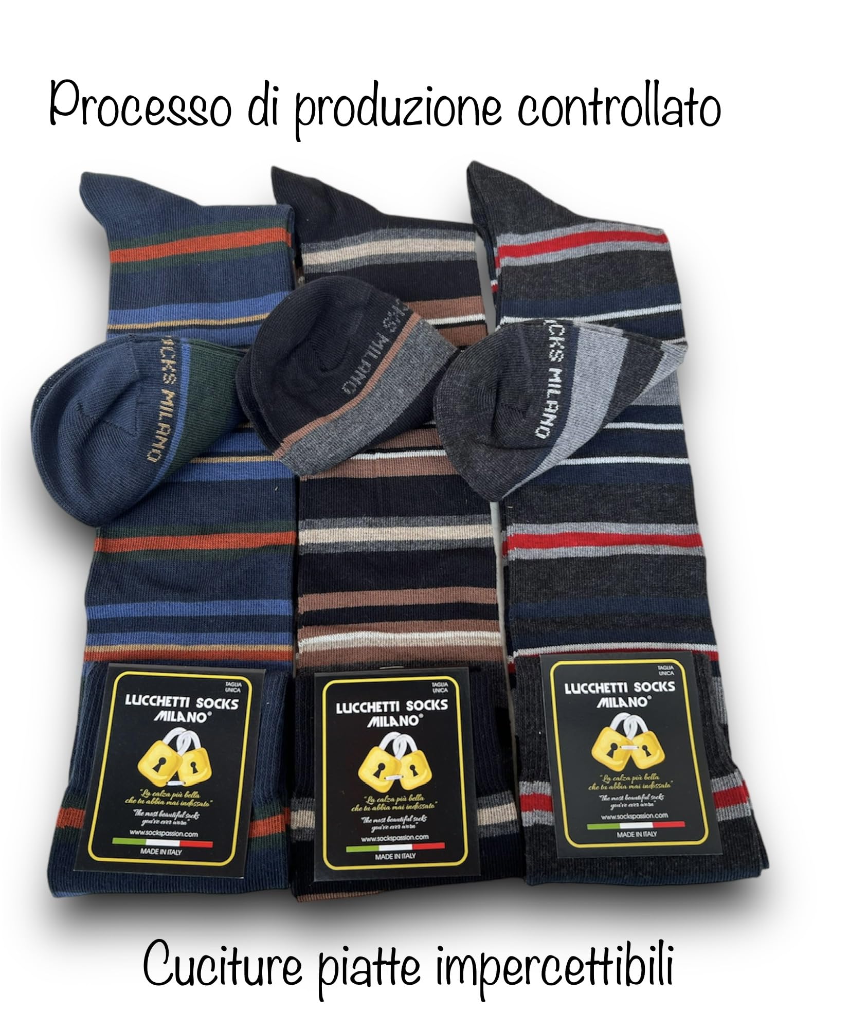Lucchetti Socks Milano Scatolina Idea Regalo 6 Paia Calze Fantasia Uomo Lunghe Made in Italy Colorate Invernali Pois Righe Confortevoli