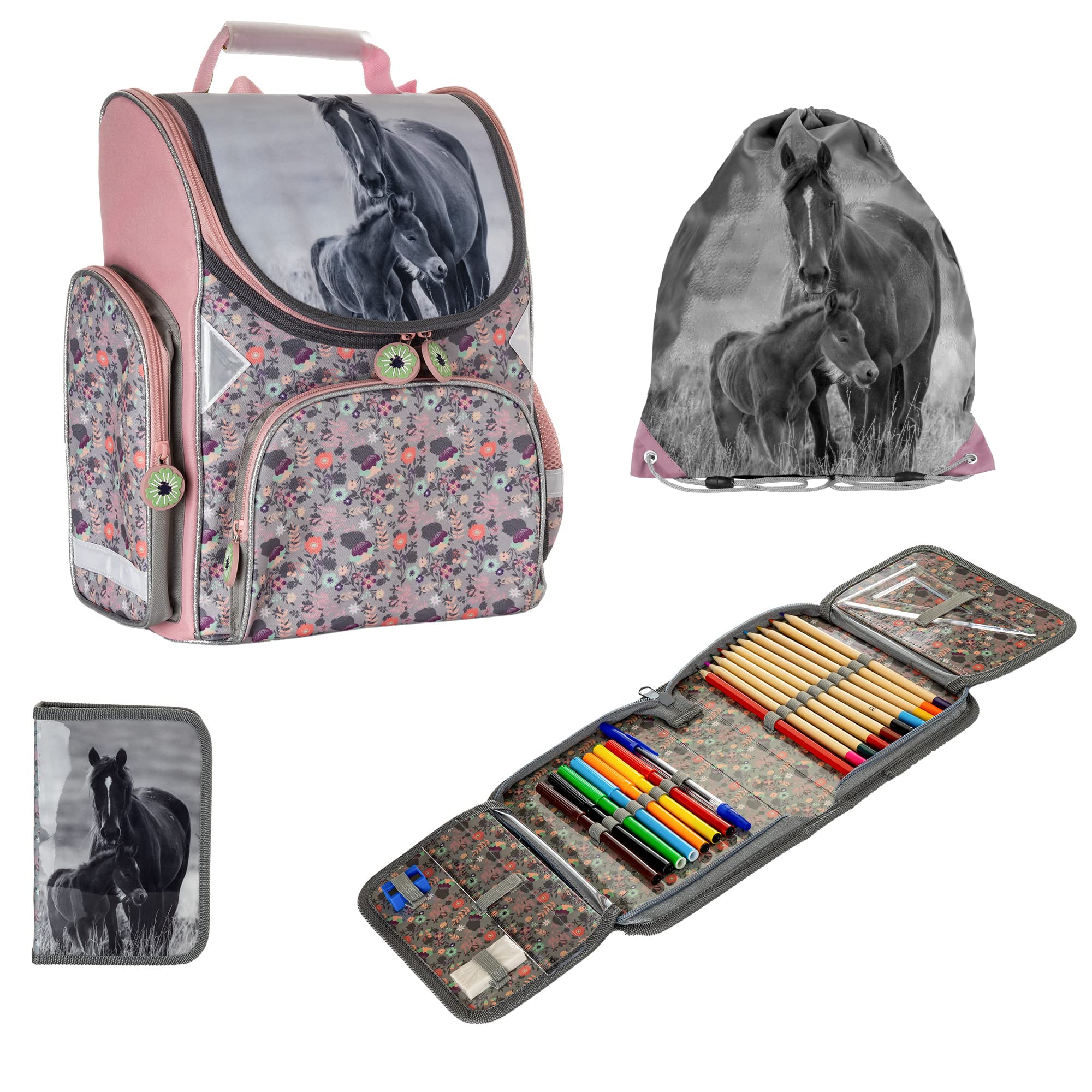 Paso Schulranzen Set 3 TLG. - Mit Turnbeutel & Befüllter Federmappe