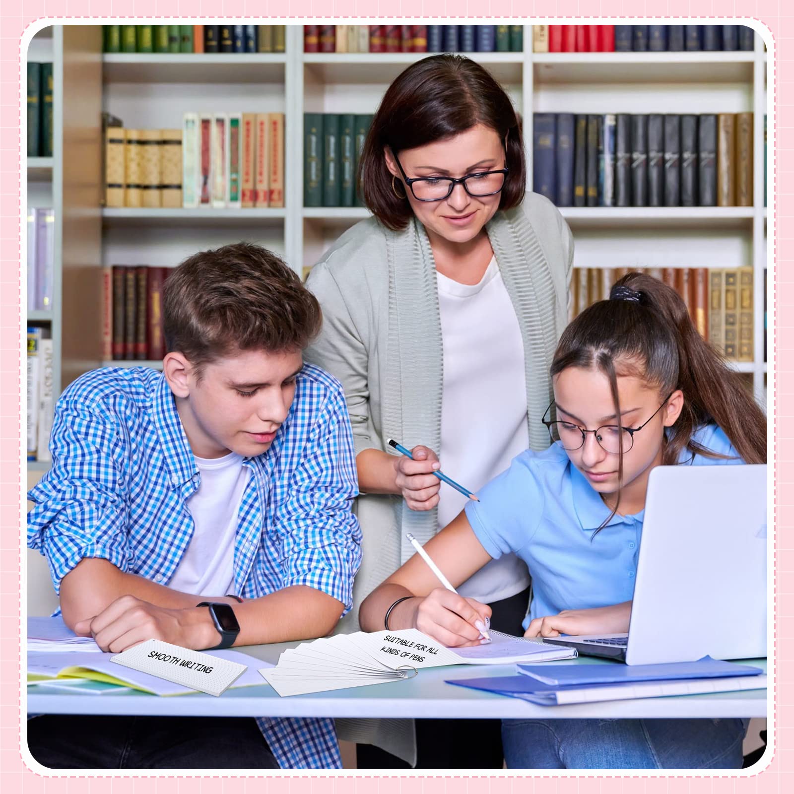 Karteikarten mit Löchern, gelocht, liniert, mit Ringen, Metallringe für Karteikarten, liniert, Einzelloch, Notizkarten mit Ringen für Erwachsene, Kinder, Zuhause, Klassenzimmer, Büro, Weiß, 12,7 x