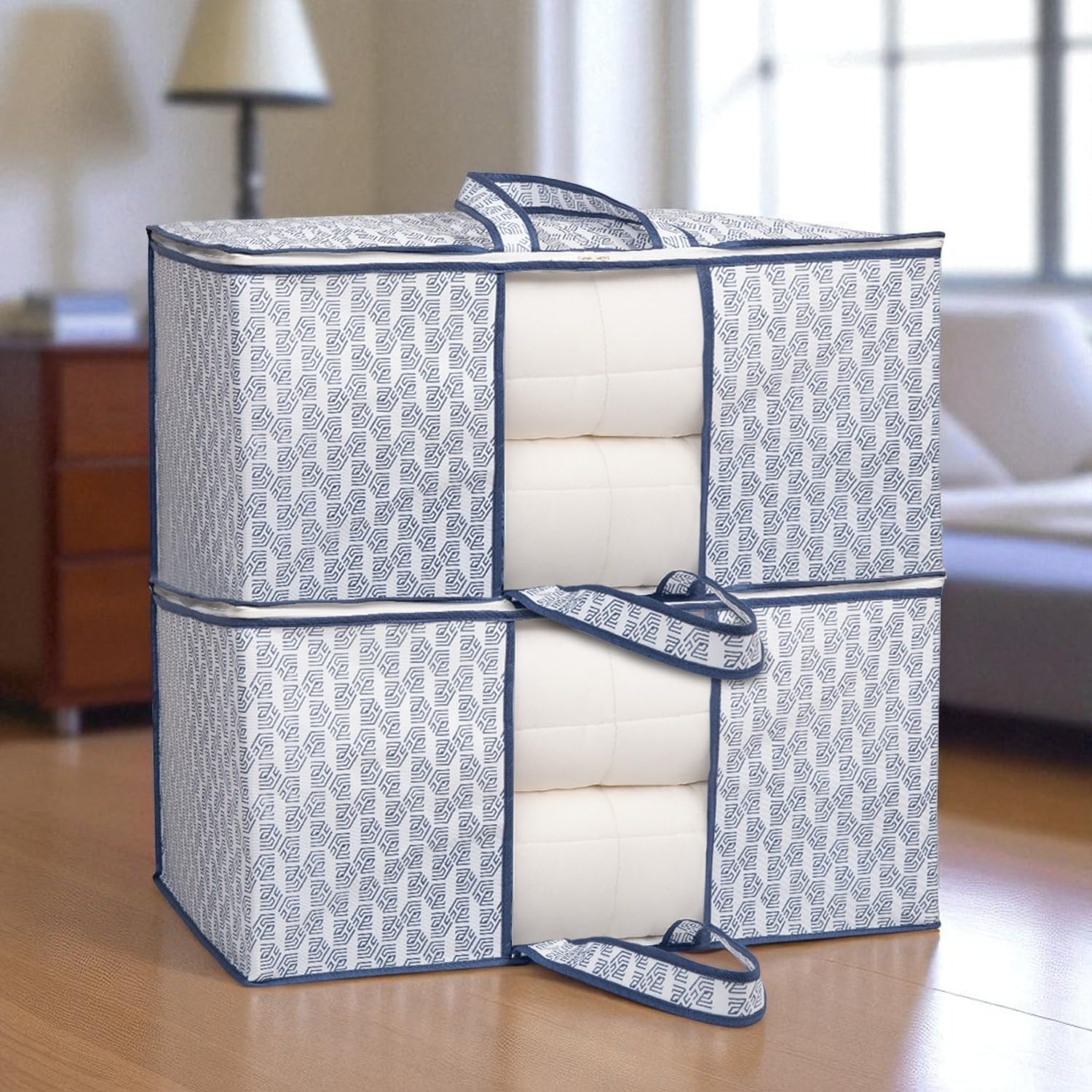 Homestrap set of 2 Heavy-Duty Underbed Storage Bag – 90L Capacity | Waterproof & Dustproof Cover | Large Clothes Organizer for Quilts, Dohars, Sarees, Bedsheets, Jackets & Off-season Clothes – White-image-20