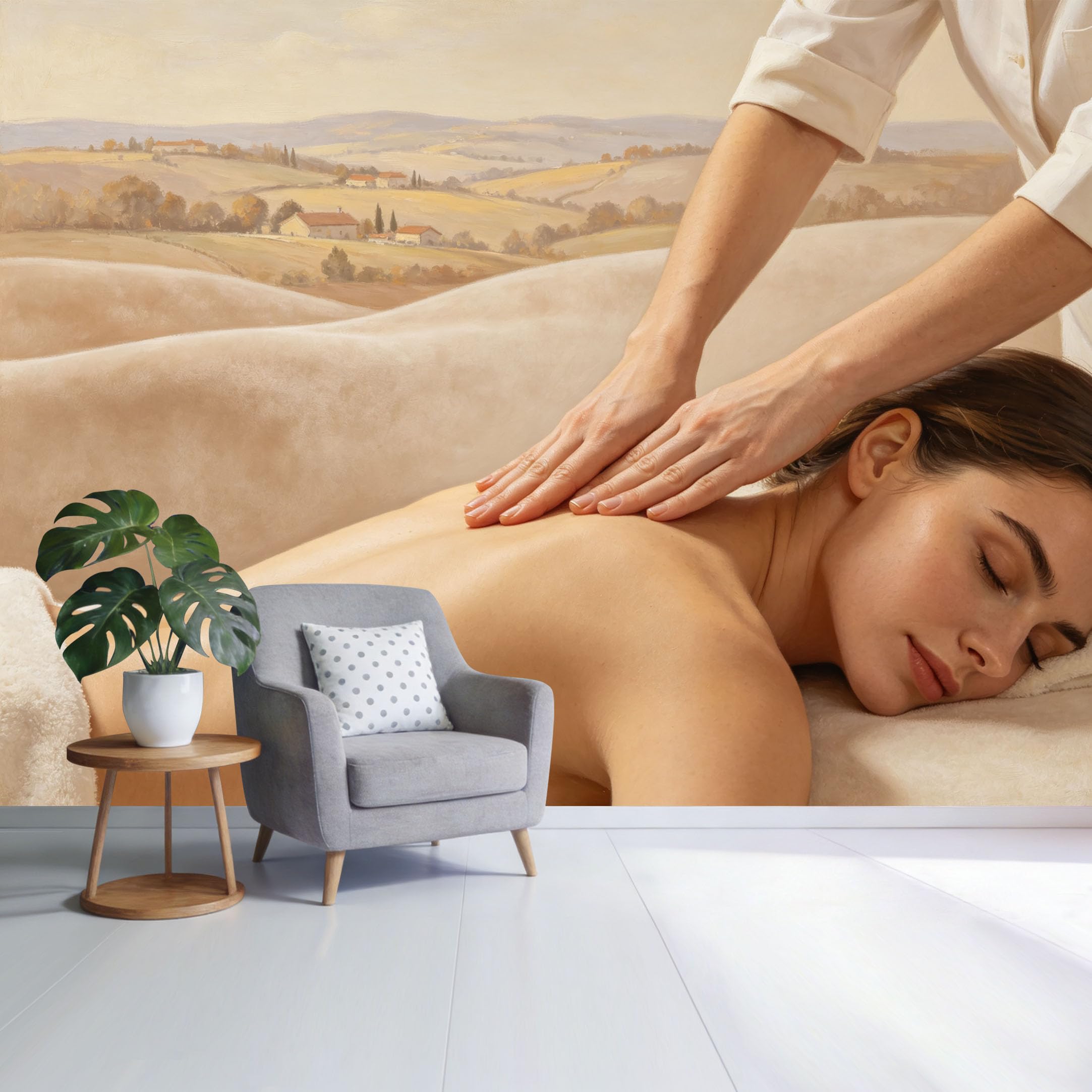 Custom Size Wall Mural Serene Countryside Landscape Spa Massage Scene Oil Painting Style SelfAdhesive Wall Fabric Removable Wallpaper for Home Office Decor