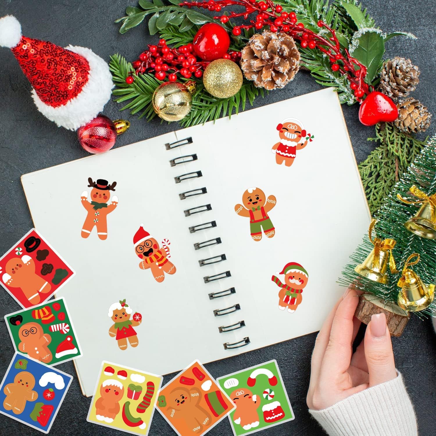 Gingerbread Sticker Craft Snapklik.com : 300PCS Make Your Own Gingerbread Man Stickers Christmas ...