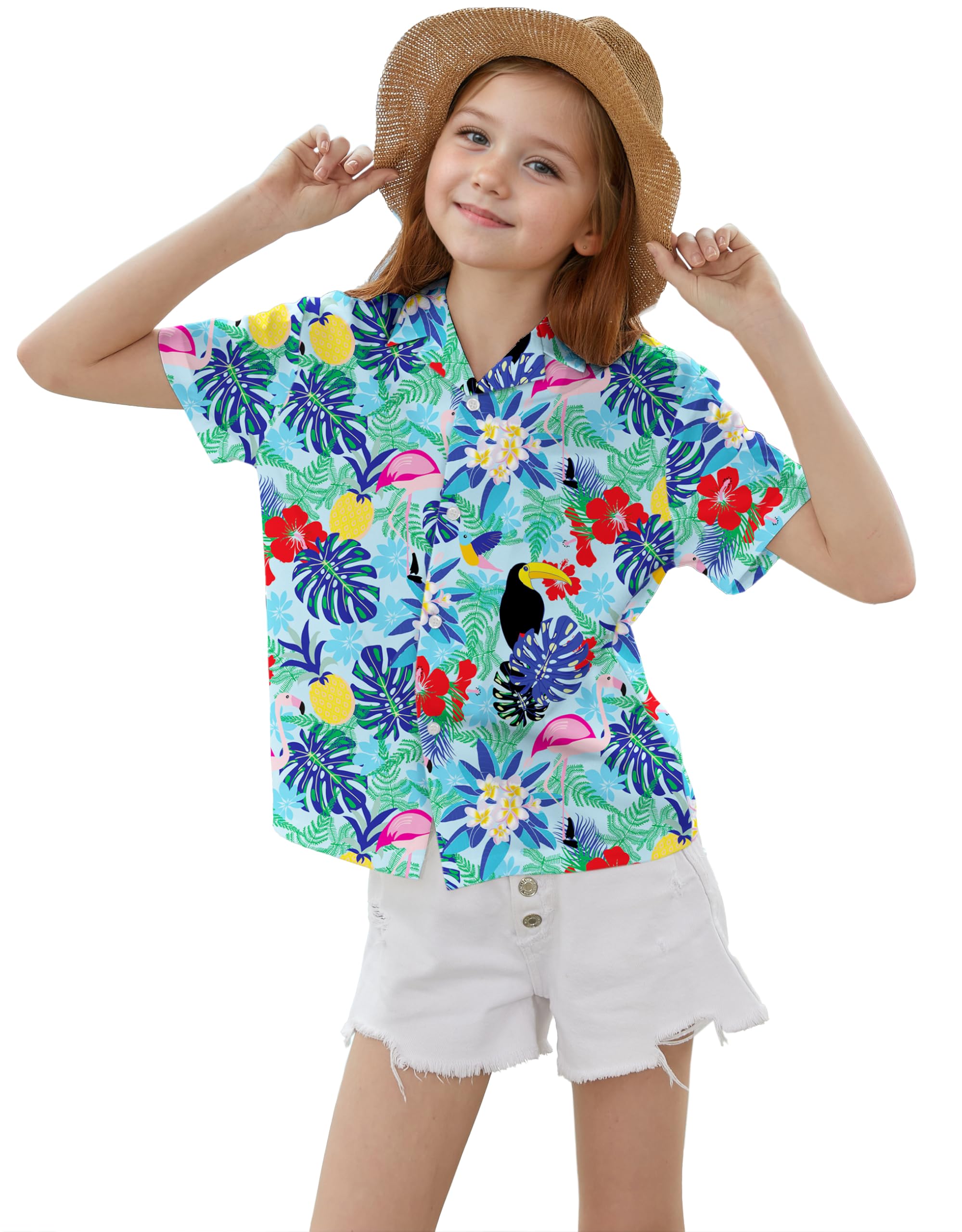 Cromoncent Mommy and Me Matching Hawaiian Outfits Girls &amp; Womens Hawaiian Shirts Tropical Button Down Shirts