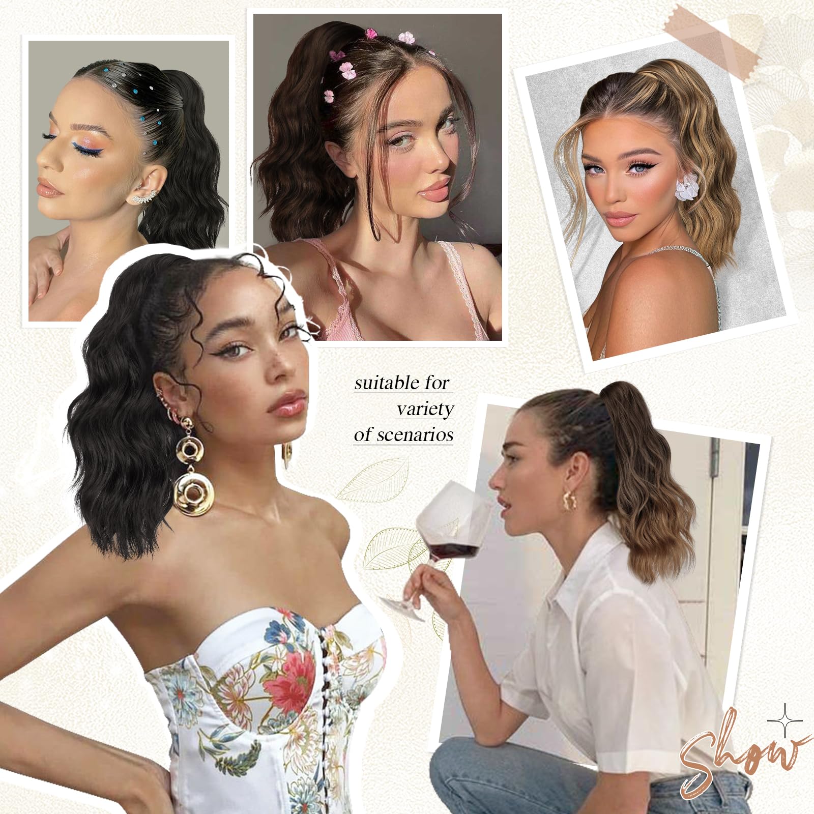 Sofeiyan Coleta Postizos Ondulado Pelo con Pinzas de Garra Coleta Extensiones de Pelo Rizada Cola de Caballo Sintética 35cm Corta Ondulado Postizos de Pelo Aspecto Natural para Mujer, Rubio