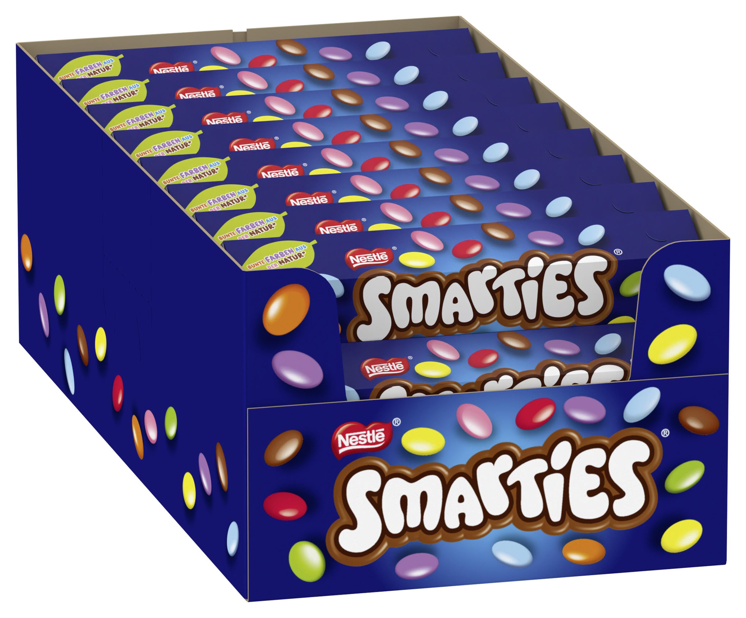 Nestlé SMARTIES Hexagon-Rolle, bunte Schokolinsen aus Milchschokolade mit natürlichen Farben und Aromen, 24er Pack (24 x 38g)