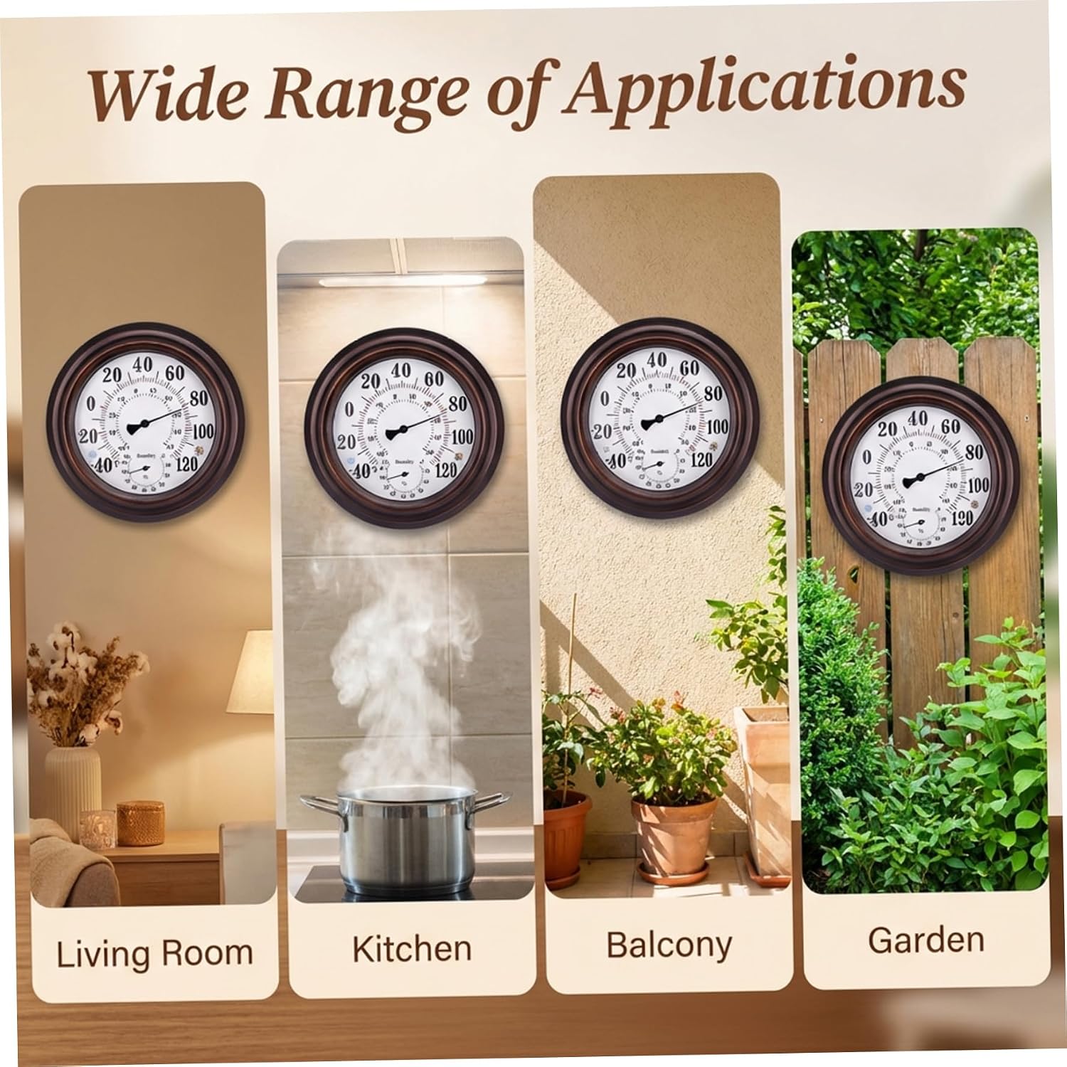 Outdoor Thermometers, Vintage Wall Thermometer and Hygrometer 8-inch Garden Thermometer for Reliable Temperature & Humidity Reading..