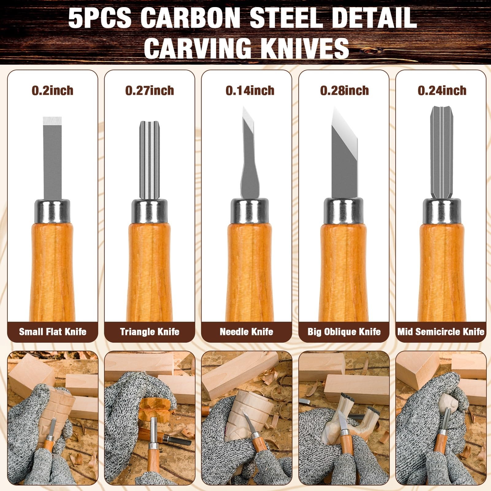 K KERNOWO - Juego de herramientas de carpintería 23 piezas, kit de tallado de madera para amantes del bricolaje principiantes, incluye bloques de madera de tilo, bolsa de almacenamiento de PU