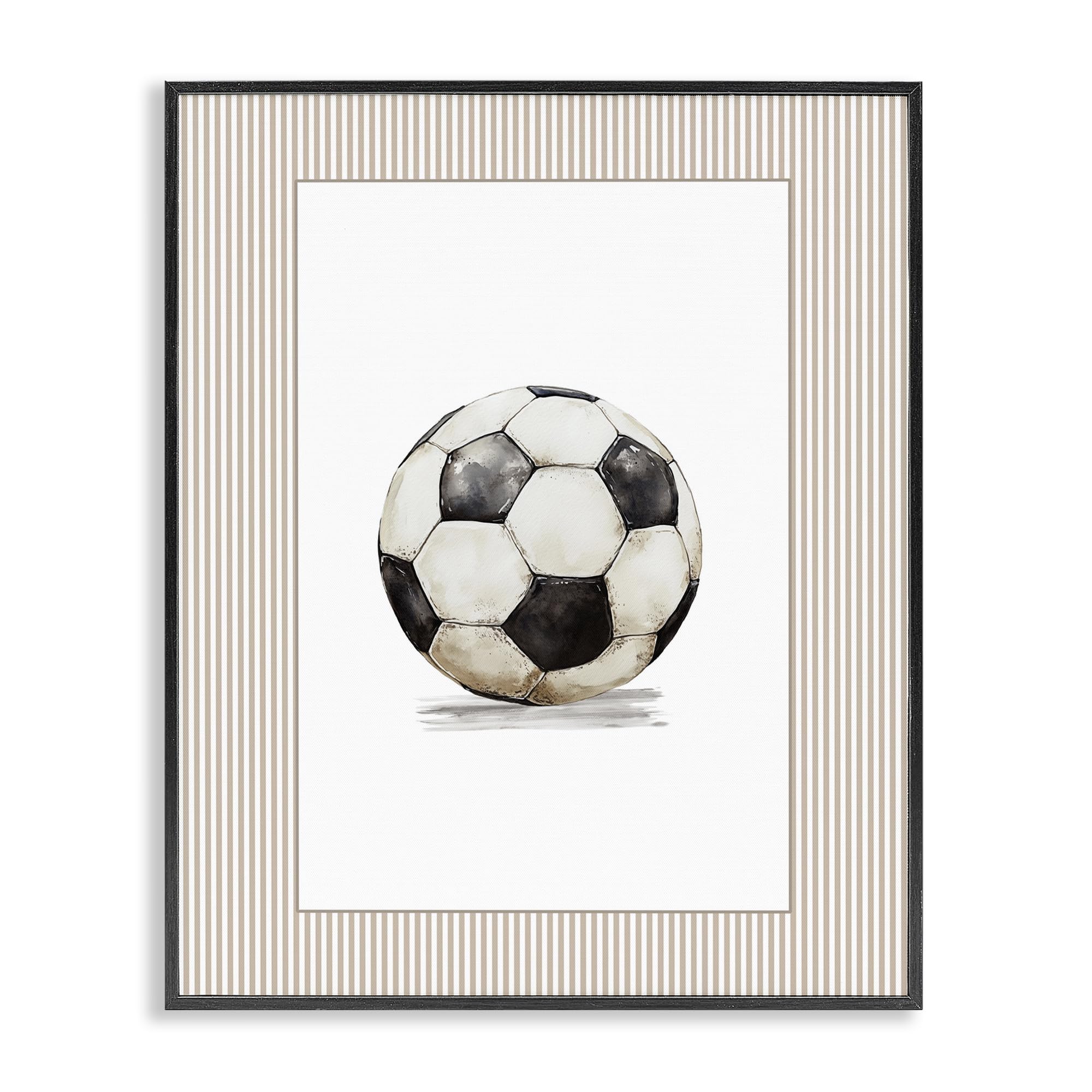 Stupell Industries Midnight Black (Textured) 'Vintage Sports Soccer Ball'| Framed Giclee Art
