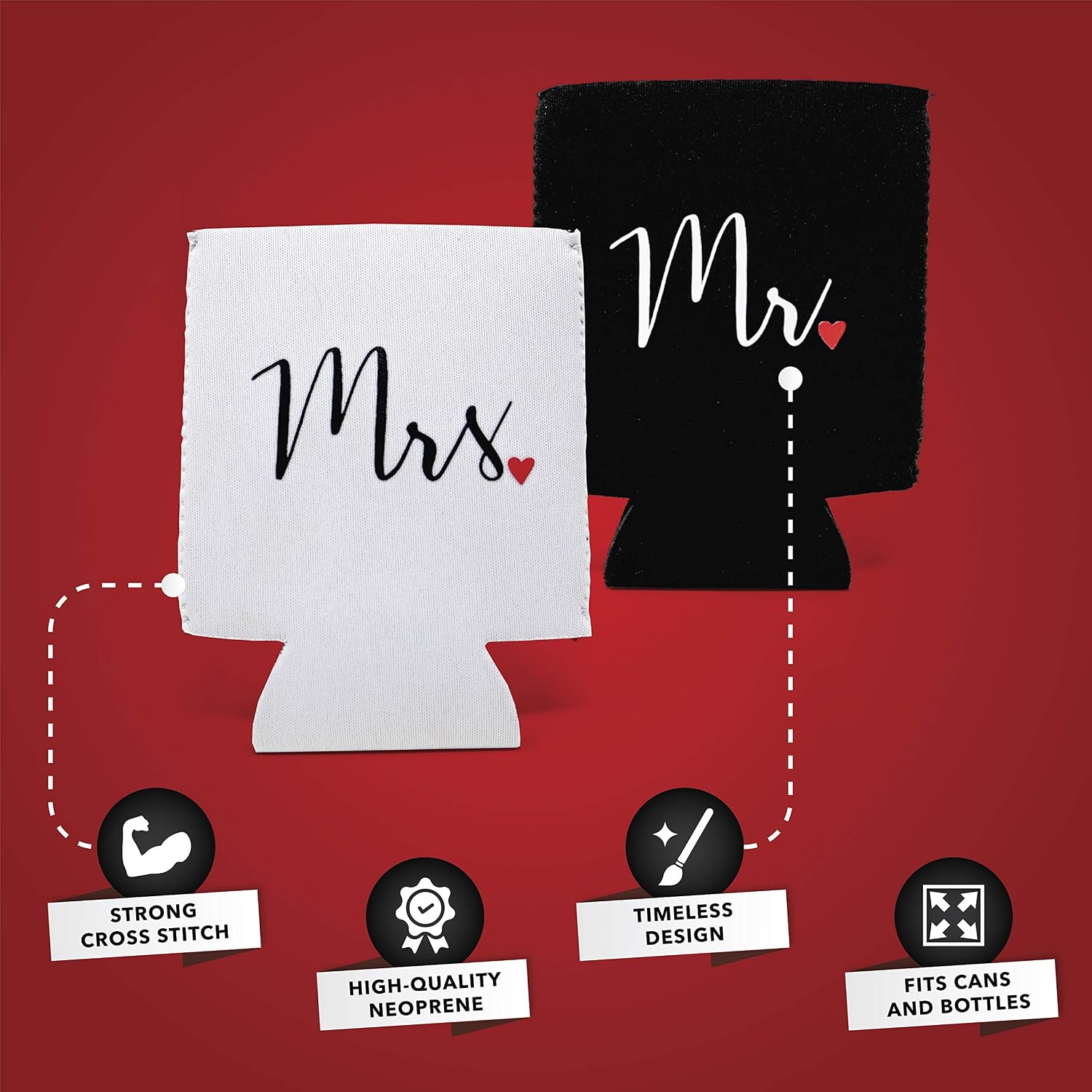 Prazoli Wedding Can Coolers Mr and Mrs Gifts - Just Married Decorations, Wedding Day & Honeymoon Essentials, Presents For Newlywed Gifts for Couples, Wedding Gifts for Bride to Be and Groom