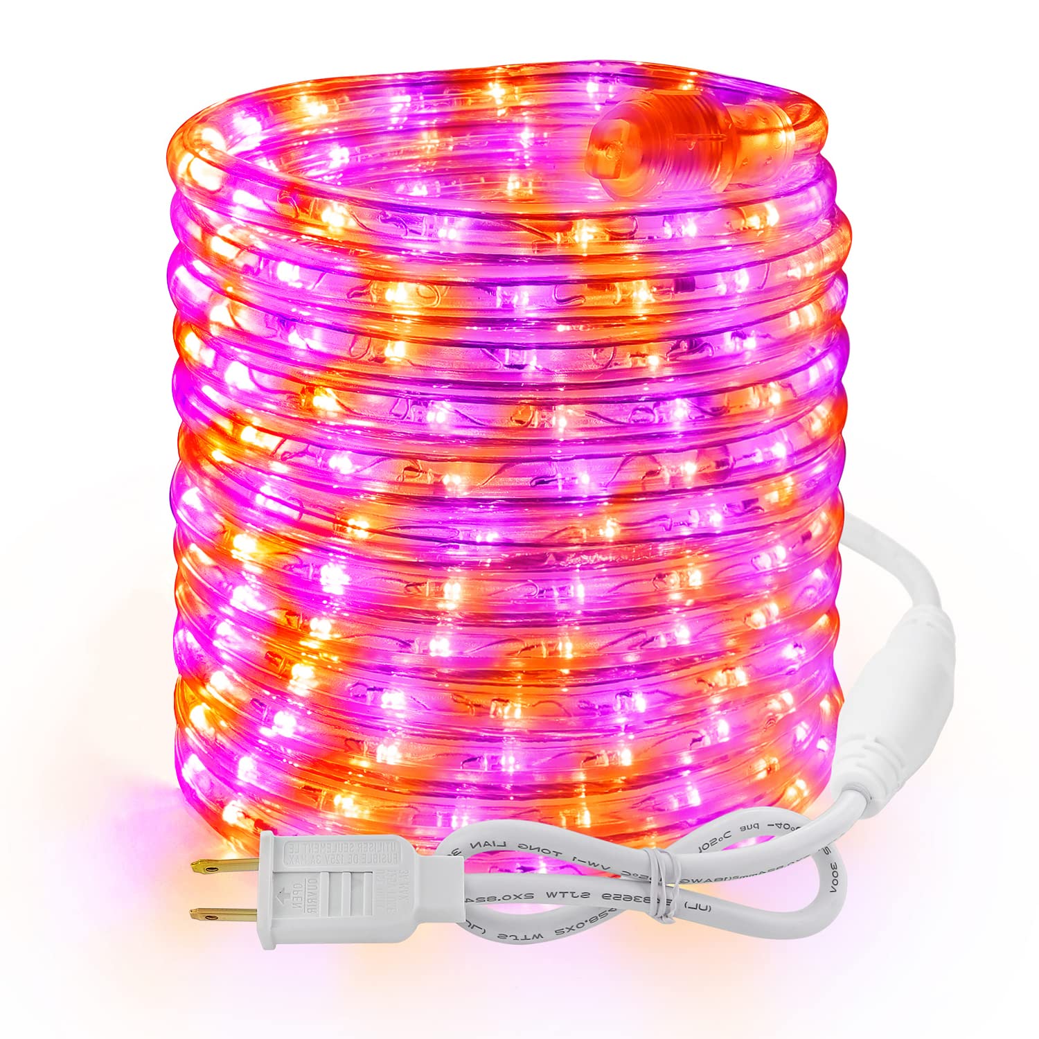 BrizLabsOrange & Purple Halloween Rope Lights, 18ft 216 LED Clear String Lights, Waterproof Outdoor Tube Lights for Indoor Outside Party Patio Decor