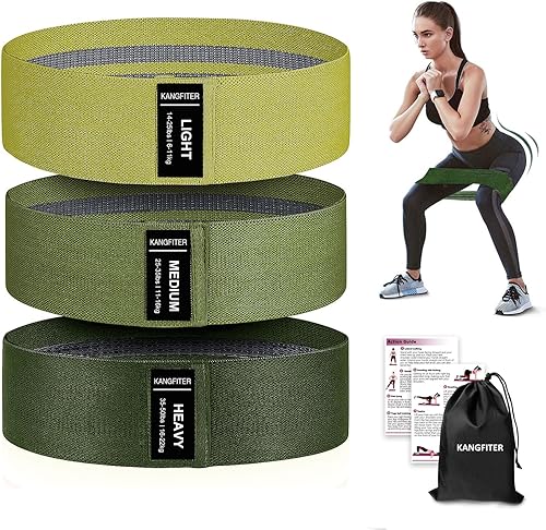 Fabric Resistance Bands for Working Out, 3 Level Non-Slip Booty Bands for Women and Men, Loop Exercise Bands Set for Leg and Glutes, Hip Elastic