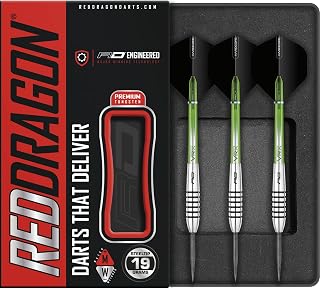 Red Dragon Featherlite 9: 19g - 80% Tungsten Steel Darts with Flights, Shafts