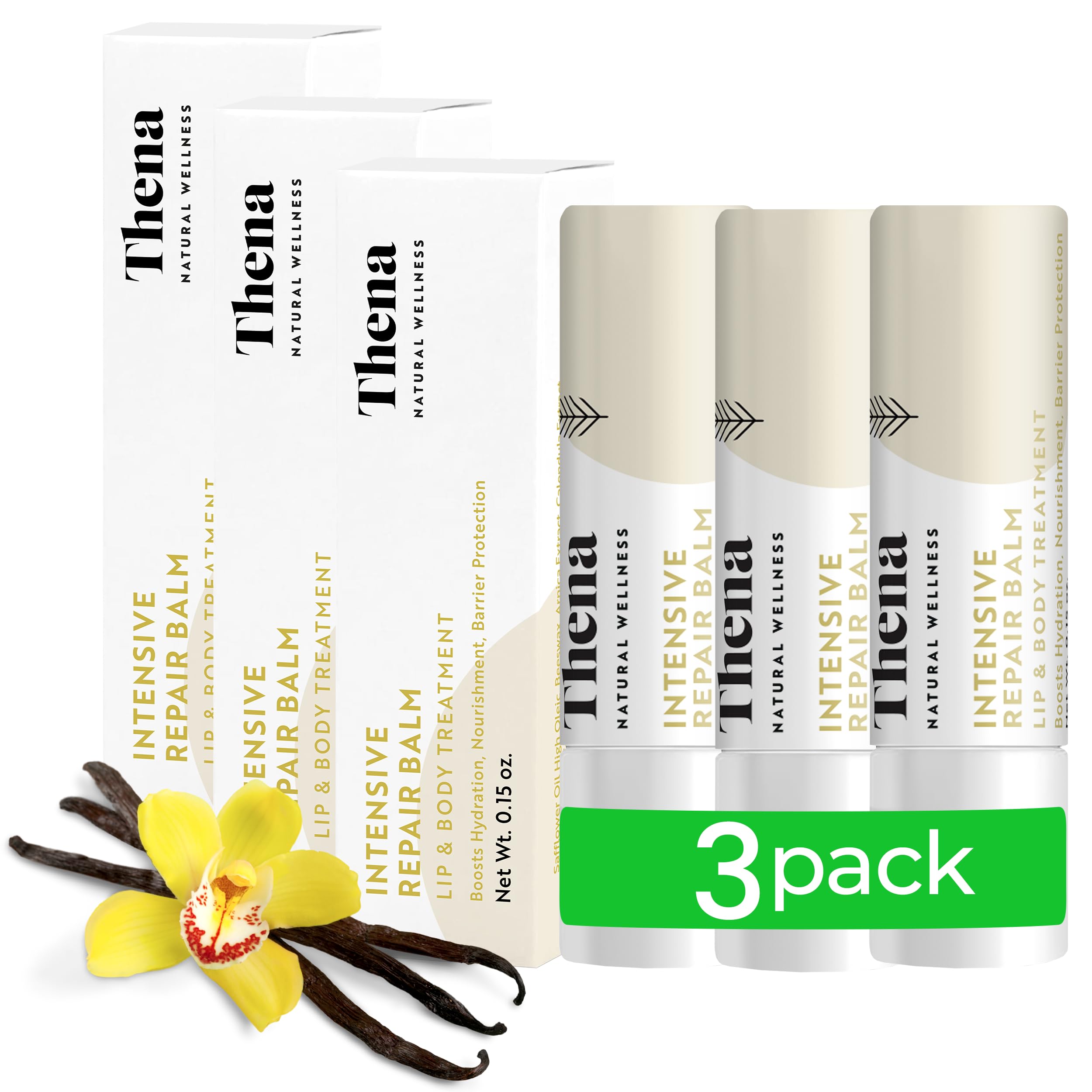 Organic Lip Treatment Balm Ultra Hydrating & Nourishing Care for Dry, Chapped, Cracked Lips & Skin, Visibly Smooths Wrinkles & Fine Lines, Natural Skin Care, 3 Pack Gift Set, Women & Men