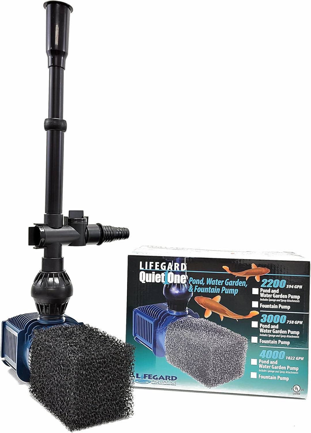 Lifegard Aquatics Quiet One Series Pond and Water Garden Pump 4000 (951 GPH)