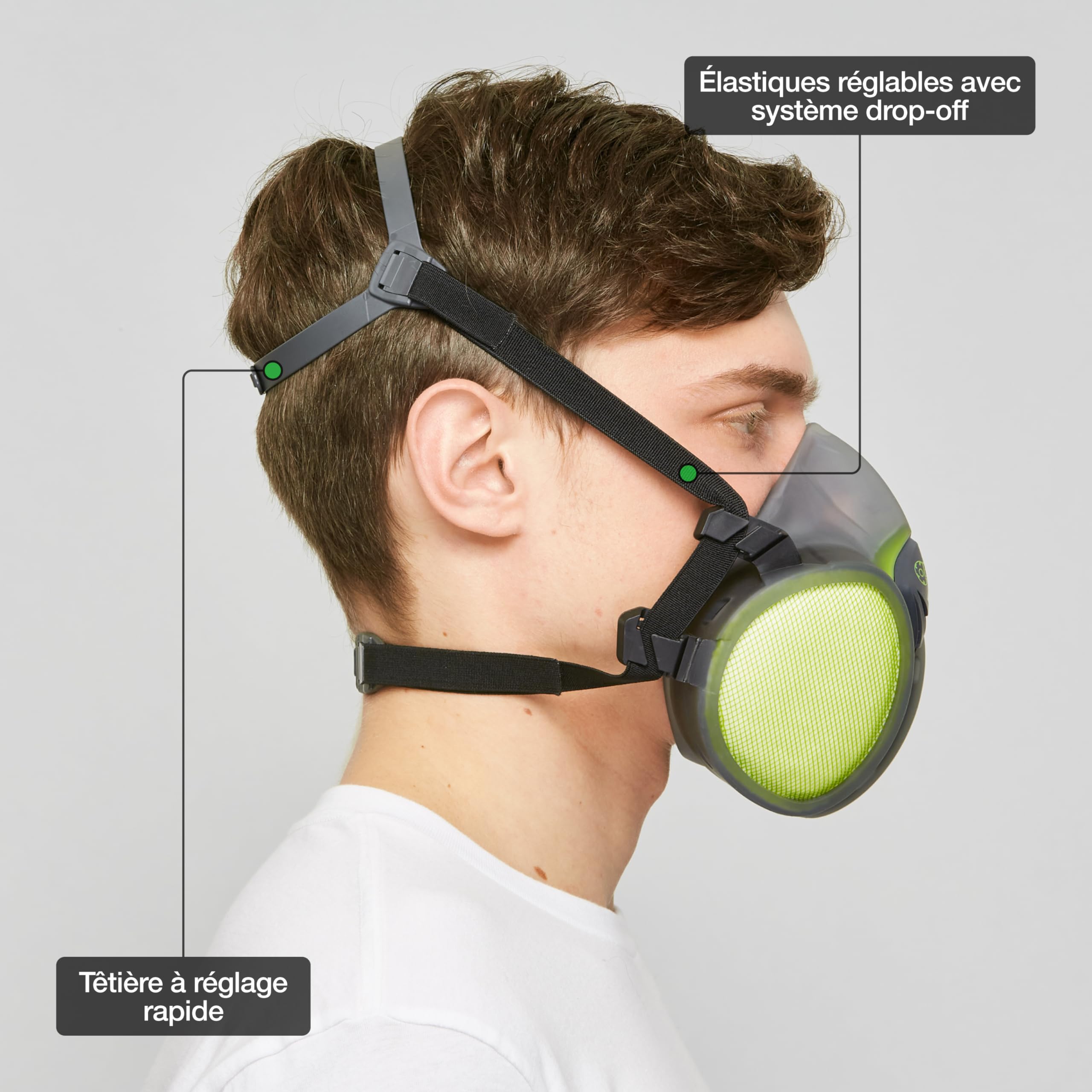 BLS 8400next ABEK1P3 R D Demi-masque de Protection en TPE avec Filtres A2P3 Intégrés, Prêt à l'Emploi et Sans Entretien. Pour Gaz/Vapeurs, Poussières Toxiques, Mauvaises Odeurs, Acides et Ammoniac