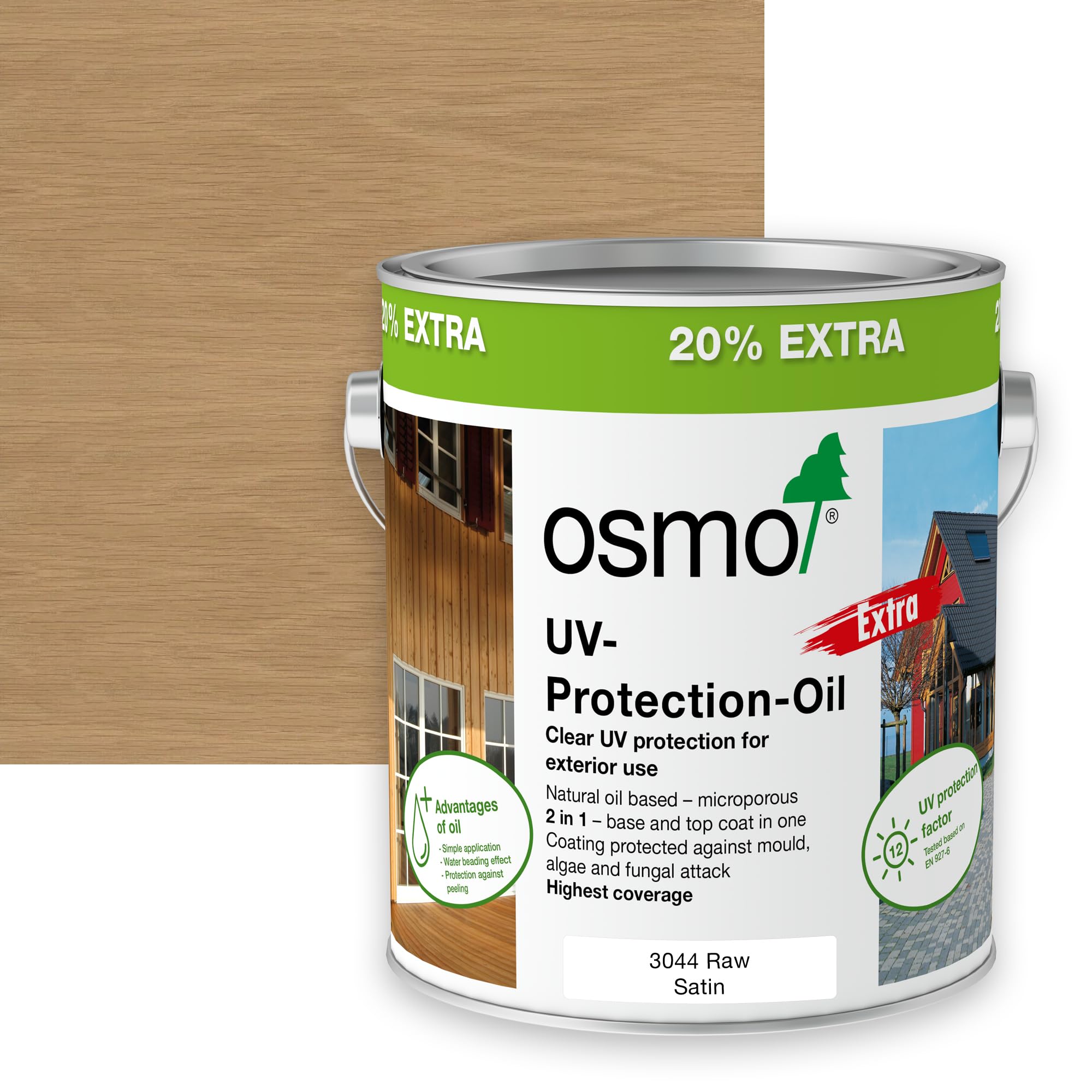 Osmo Uv Protection Oil ExtraRaw3044Satin3L from B&Q