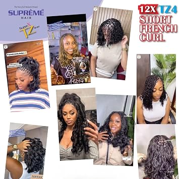 African French Curly Braiding hair 12Pcs TZ #(350) Black Bouncy Braiding Easy to Install BOHO Braiding Hair Extensions Natural Look & Soft Feel