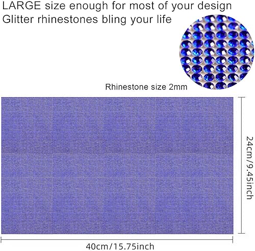 Miniatura 3 de BEADSLAND Lámina de diamantes de imitación autoadhesiva con purpurina para decoración de automóvil, 15.75 x 9.45 pulgadas (zafiro)