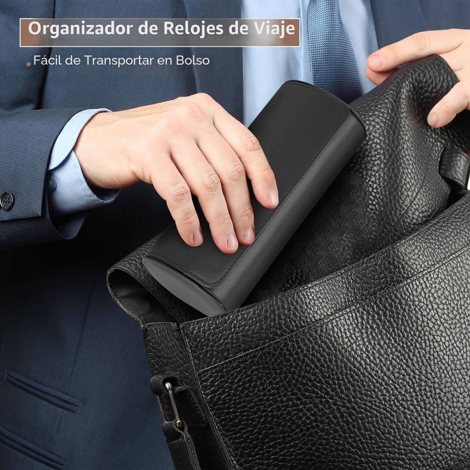 BAIGIO Reloj Rollo Caja de Reloj de Viaje 3 Relojes Caja de Viaje para Relojes Caja de Transporte de Viaje, Negro
