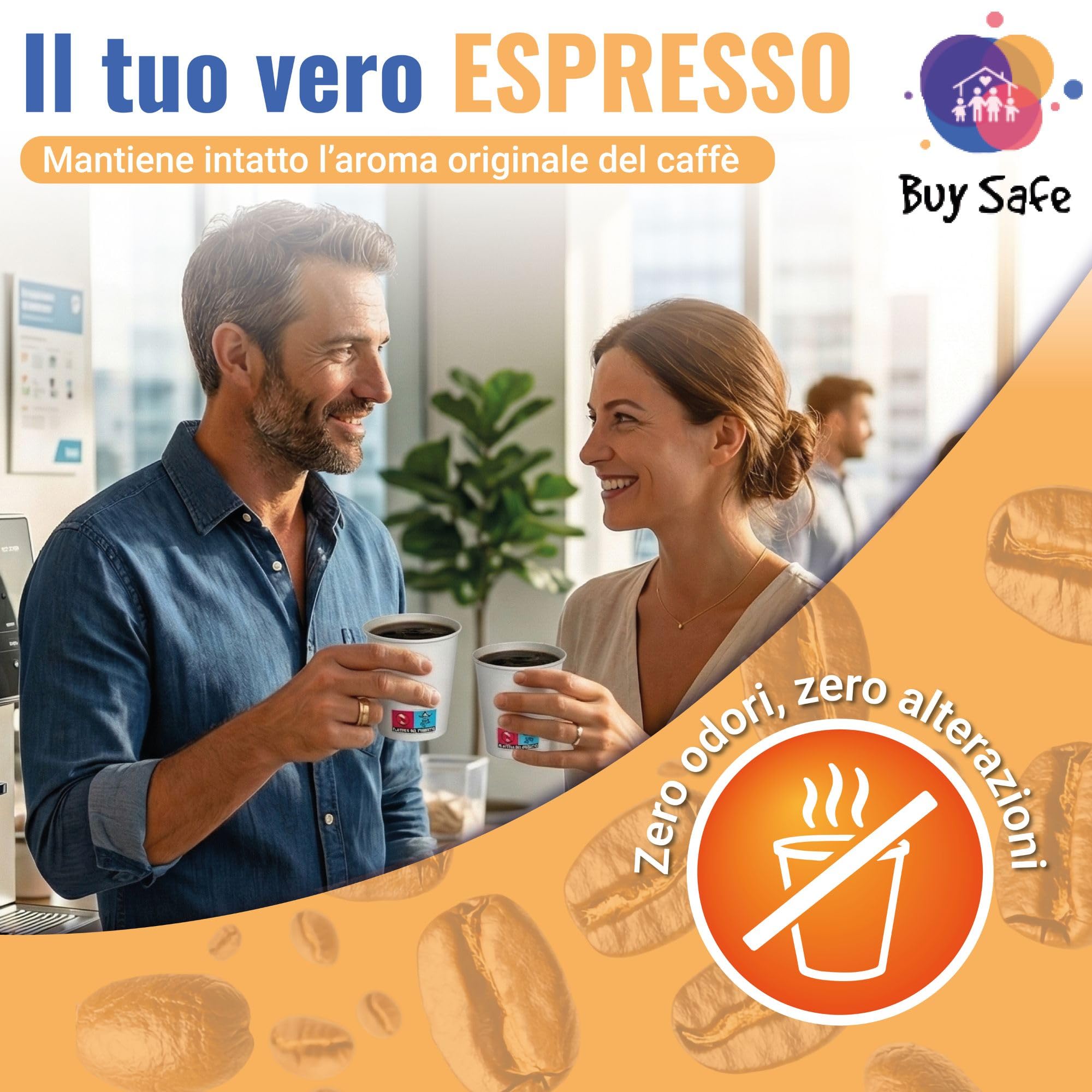 Buy Safe - 200 Bicchierini Caffe Carta 75 ml, Bicchierini da Caffe Usa e Getta Resistenti, Sicuri e Pratici, 100% Riciclabili ed Ecologici, Ideali Per Uso Professionale e Domestico