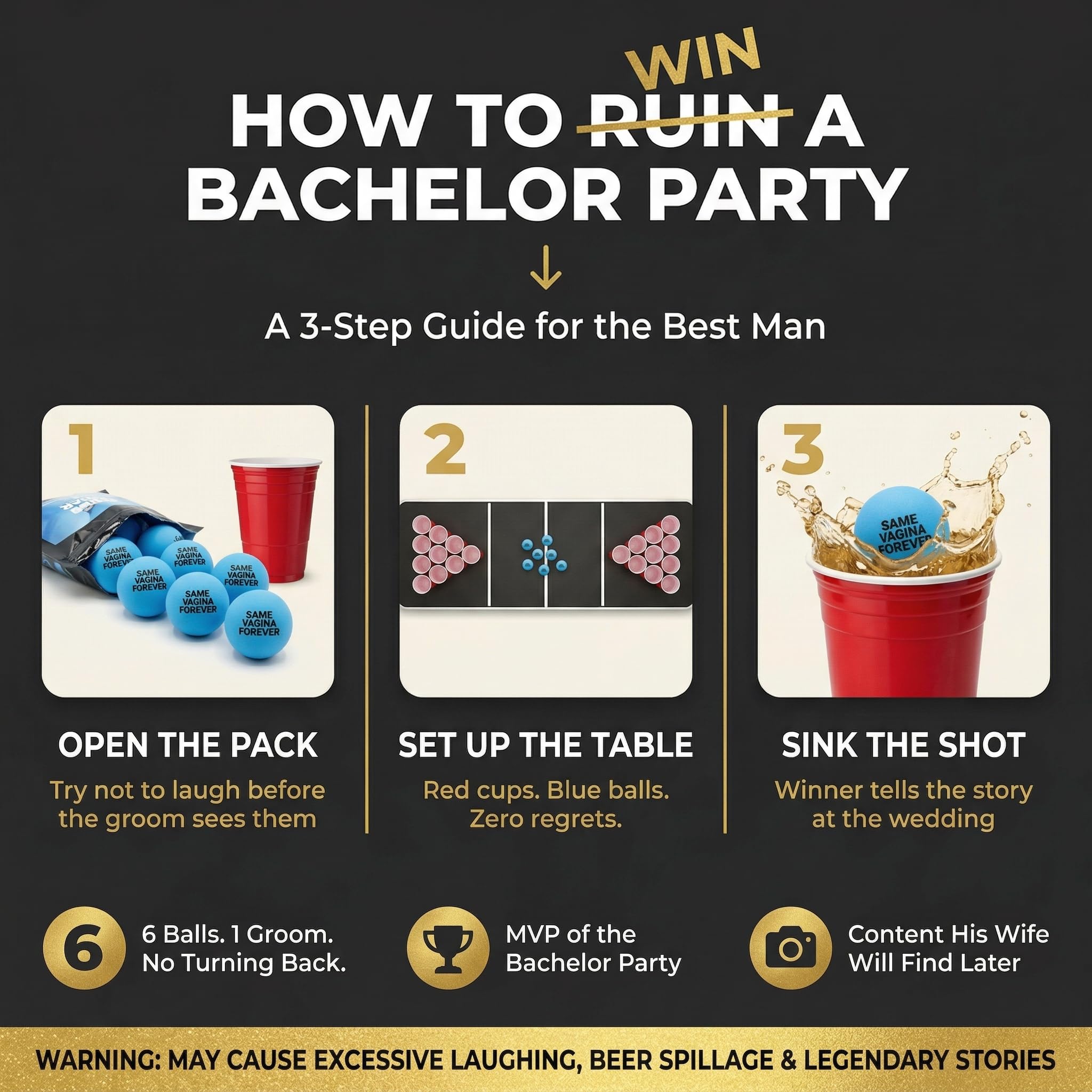 bachelor party gear Sterling James Co. Ping Pong Balls - 6 Pack - Funny Bachelor Party Decorations for Him Storage Shelves even better with the Modell:D5 Zebra Reacha Fahrradanhänger