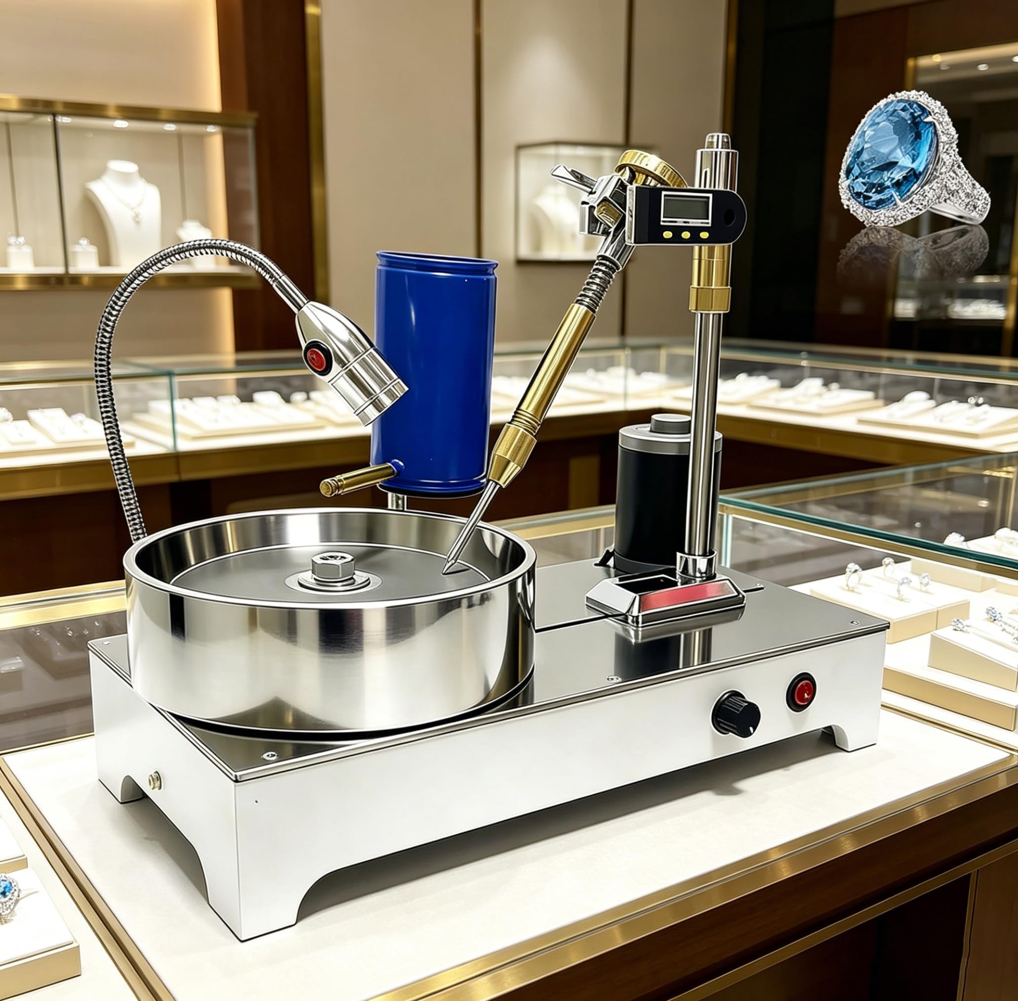 JozyJul Gem Polishing Machine,Gemstone Grinding Faceting Machine - Faceted Gem Polishing Machine - 2800RPM 120W (Digital Display),Gemstone Grinding Faceting Machine