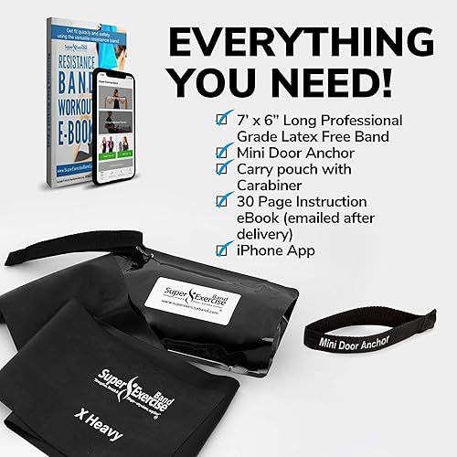 Miniatura 2 de 7Ft Long Resistance Bands for Stretching - Resistance Bands Set with Door Anchor - Exercise Bands Including Carry Pouch, E-Book & App - Latex-Free