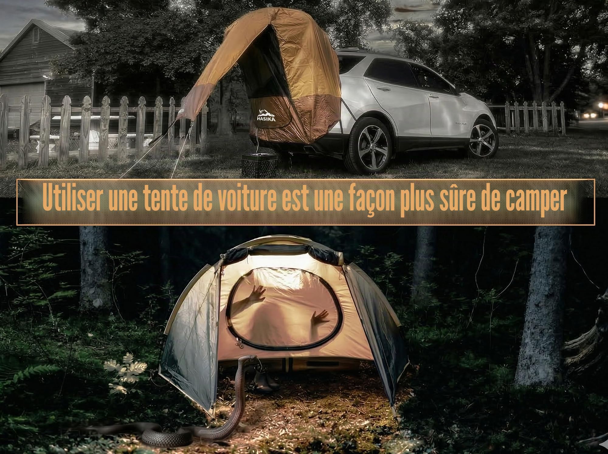 Hasika Tente de Camping pour 2 Personnes, Pare-Soleil Facile à Installer, étanche en 120 Secondes, 3000 mm, UPF 50+, Jaune