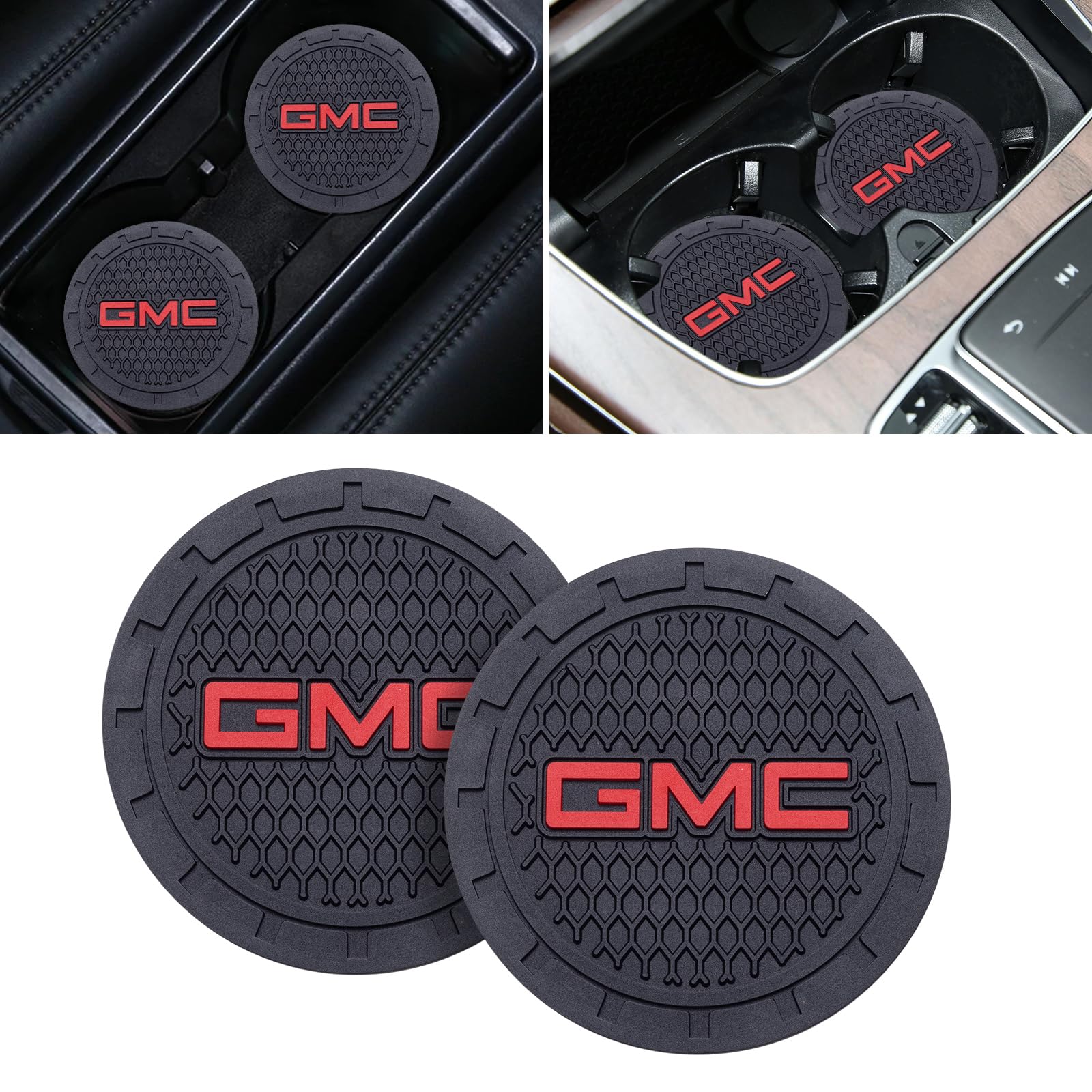 Car Cup Coaster, 2PCS Universal Non-Slip Cup Holders, Compatible with GMC Series Car Cup Holder Coasters，Car Drink Coaster Holder Accessory, Black