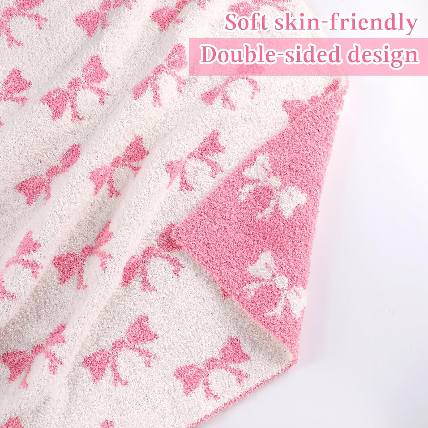 Pink Bow Baby Throw Blanket Cute Dual Side Microfiber Newborn Girl Swaddle Blanket 30 x 40 Inch Coquette Plush Preppy Nursery for Bed Sofa Receiving Newborn Baby Girl Boy Toddler Gift - Image 6