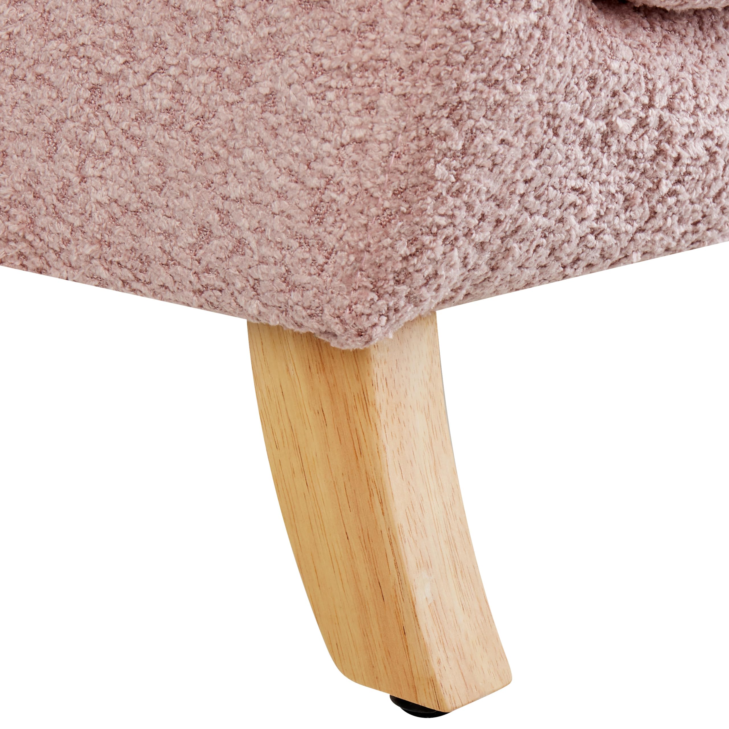 Kindersessel Bouclé-Stoffbezug rosa Ohrensessel mit Holzbeinen modern Farum