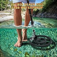 Vista 2 de Detector de metales para adultos y niños con bobina IP68 impermeable de 10 pulgadas, detector de oro ajustable de alta precisión, pantalla LCD de 10