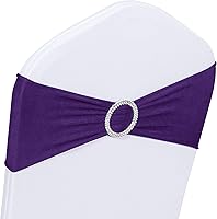 Vista 2 de Obstal 50 cintas elásticas de elastano para sillas de recepción de boda, bandas elásticas universales para sillas con hebilla deslizante