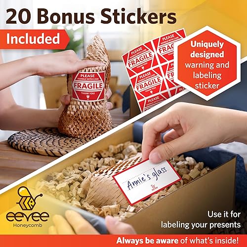 Miniatura 3 de Papel de embalaje de panal de abeja para mover rollo de papel de envoltura de panal de 12 x 36 pies, gran alternativa al envoltorio de burbujas y