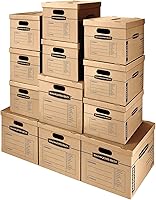 Bankers Box Classic Moving Boxes 12-Pack Kit: 8 Small & 4 Medium, Tape-Free Assembly, Reinforced Handles, Durable Lids - Made in USA