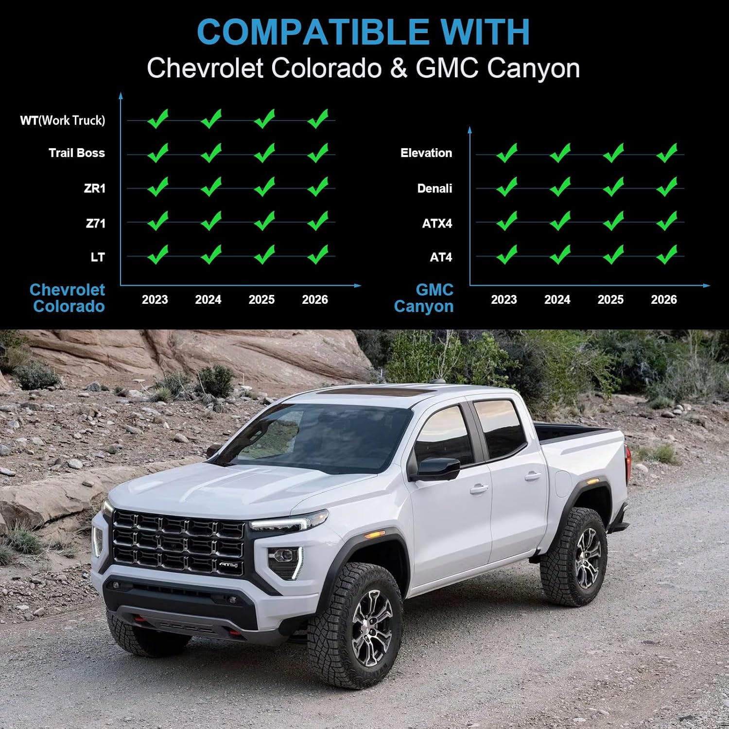 WEIZE Truck Bed Mat for Chevy Colorado/GMC Canyon 2026 2025 2024 2023 5FT, All Weather Protection TPE Truck Bed Liner Durable Easy Clean Black