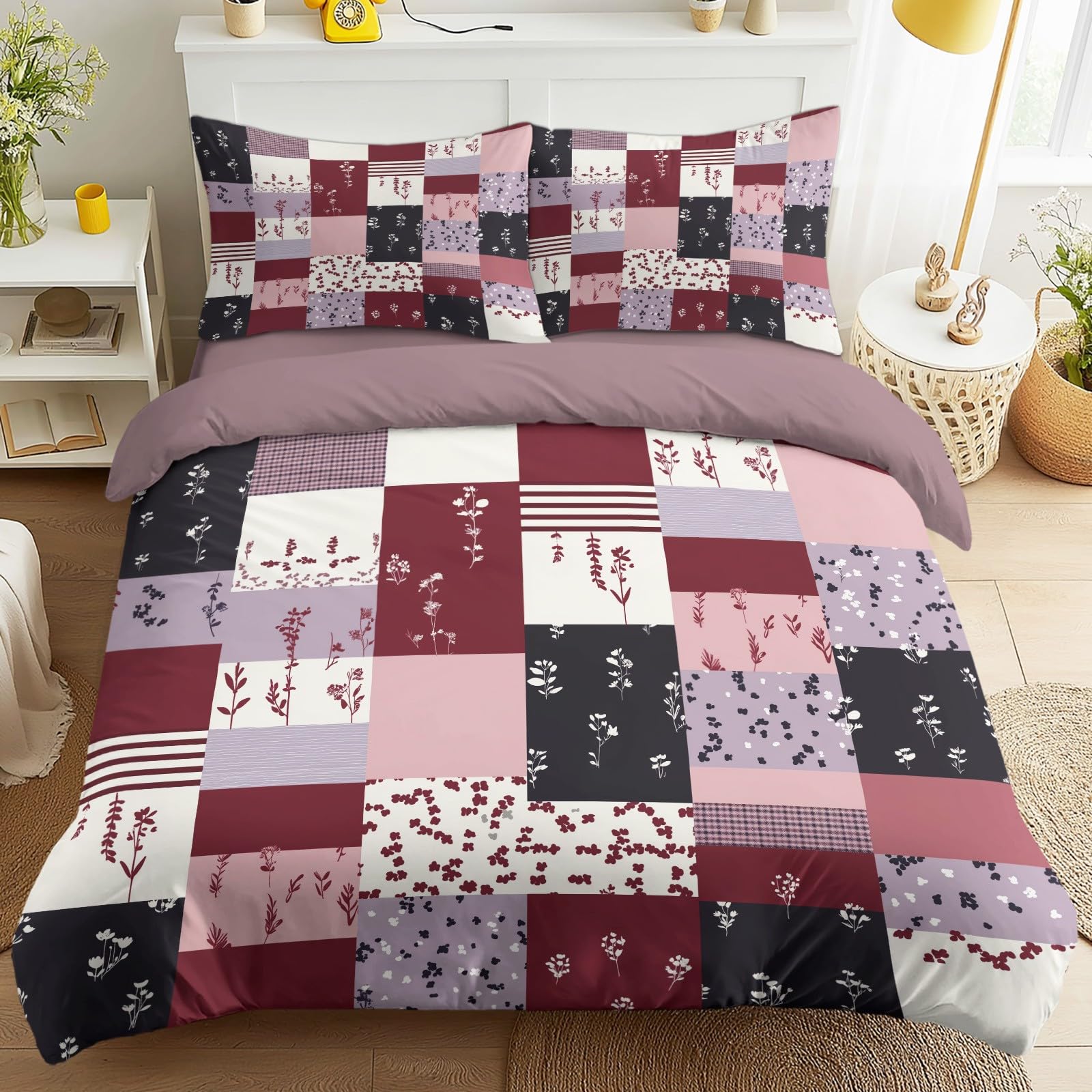 Housse de couette mystique forêt pour lit 2 personnes ambiance nature brume chambre