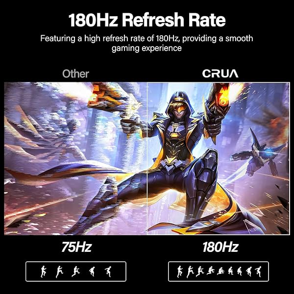 Écran PC Gaming 24 Pouces 180Hz - CURA Moniteur Incurvé FHD 1ms, FreeSync, 100% sRGB, sans Lunette - Idéal pour Jeu, Bureau et Films - HDMI, DisplayPort, VESA - 4