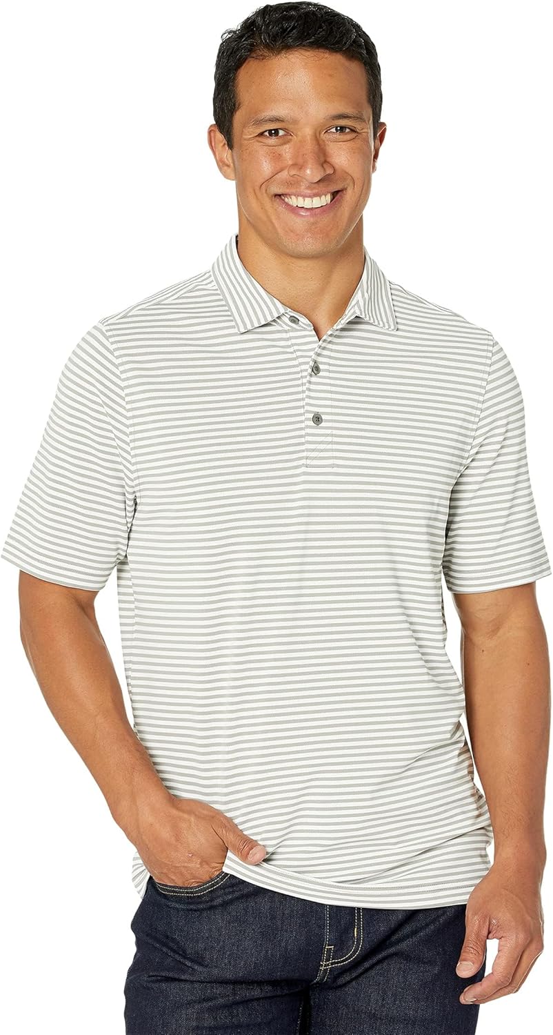 Cutter & Buck Mens Short Sleeve Virtue Eco Pique Stripe Recycled Mens Big and Tall Polo