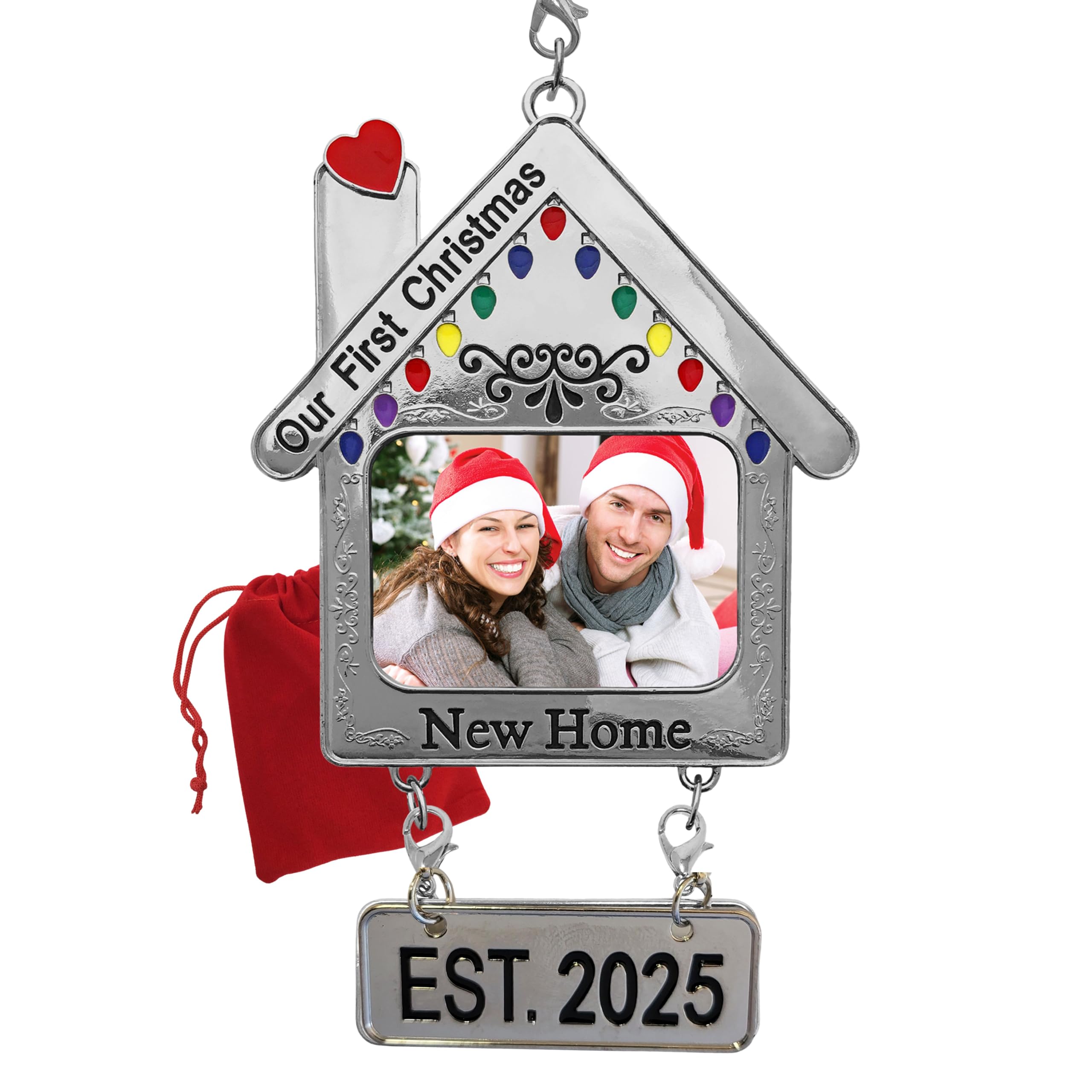 Our New Home Photo Christmas Ornament - First Christmas in Our New Home EST. 2025 - House Warming Present for New Homeowners - Gift-Storage Bag Included - 4