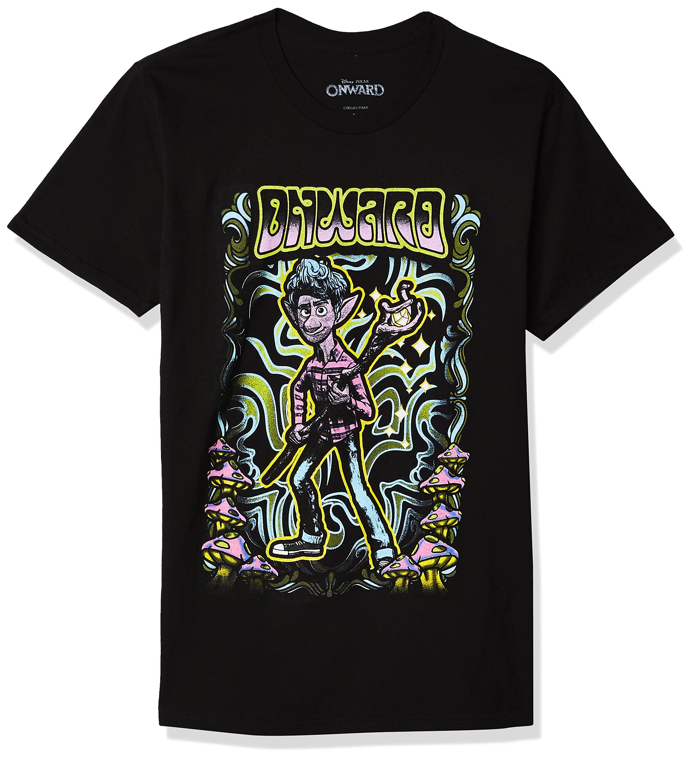 Disney Men's Onward Wizard T-Shirt, Black/Neon, XXL