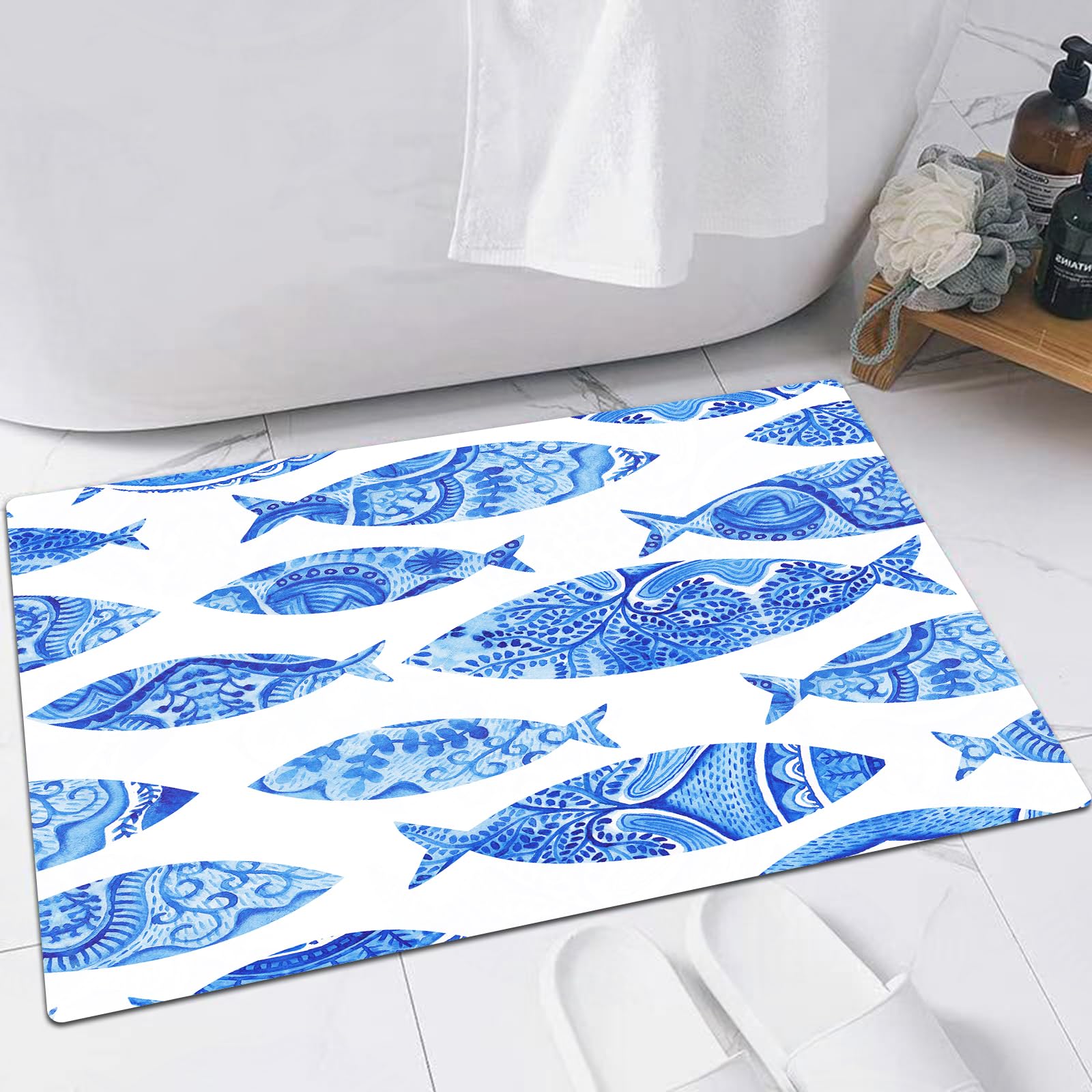 Tappetino Blu Per Bagno Tappetino Da Bagno Antiscivolo Assorbente