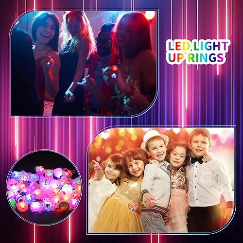 Miniatura 7 de NEEW 25 piezas de juguetes de anillos LED coloridos para los dedos, recuerdos de fiesta para niños, juguetes brillantes a granel, suministros de