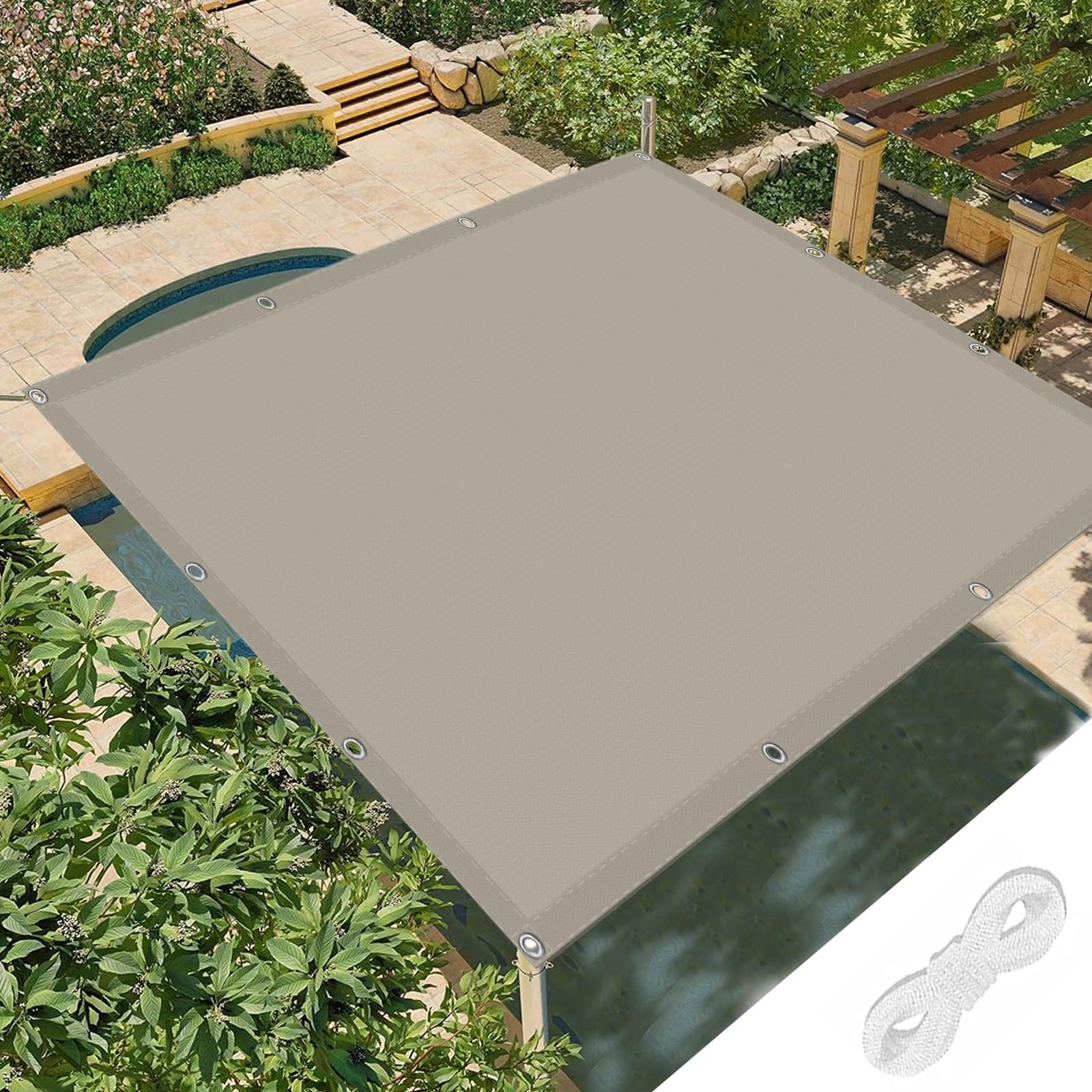 Voile d'ombrage de jardin imperméable 5x6.5m pour terrasse et camping