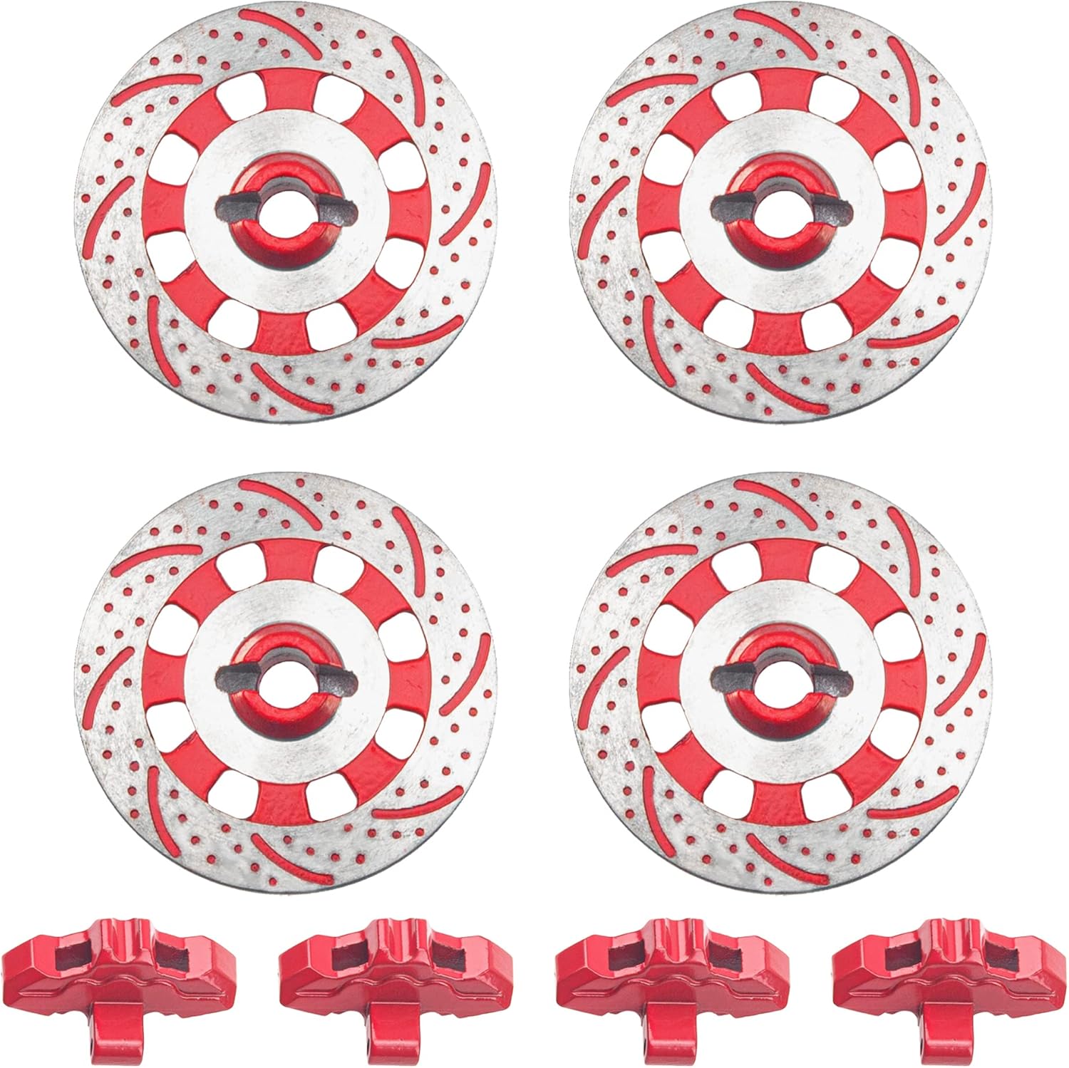 4Pcs ShareGoo RC Brake Disc,Metal Wheel Rim Hex Hub Brake Disc Decoration Compatible with Traxxas UDR Unlimited Desert Racer 1/7 RC RC Car (Red)