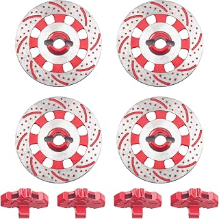 4Pcs ShareGoo RC Brake Disc,Metal Wheel Rim Hex Hub Brake Disc Decoration Compatible with Traxxas UDR Unlimited Desert Racer 1/7 RC RC Car (Red)