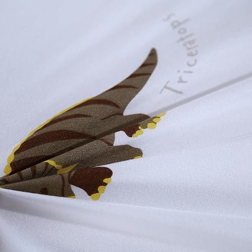 Miniatura 6 de MAG Juego de 3 piezas de funda de edredón con dinosaurios, juego de funda de edredón de tamaño Queen de base blanca con dinosaurios coloridos, para