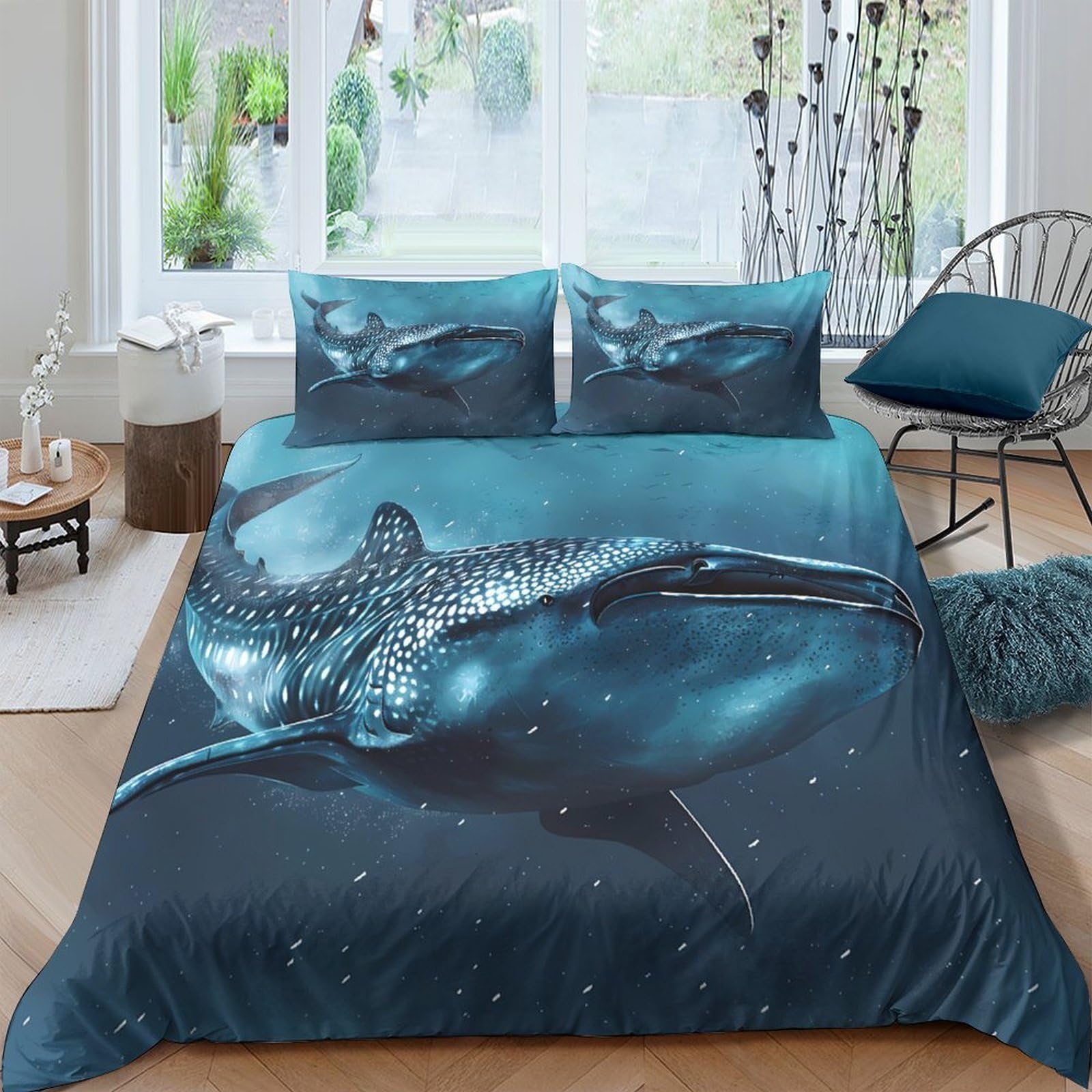 Ctjqhvkz Style-8 3D Printed Manta Ray Ocean Fitted Sheet Microfiber Soft Breathable Underwater Sea Mattress Cover For Bedroom Decor Single（135X200cm）